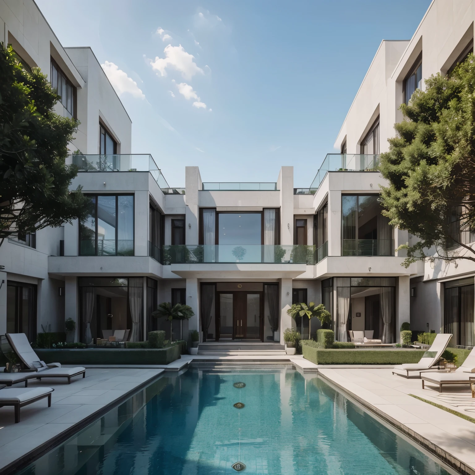 best quality,ultra-detailed,realistic:1.37),modern luxury palace with multiple spacious glass windows, and multiple roof luxury and enormous House , modern furnitures spacies and a big garden and pool ,sleek design,open concept,high ceilings,panoramic view