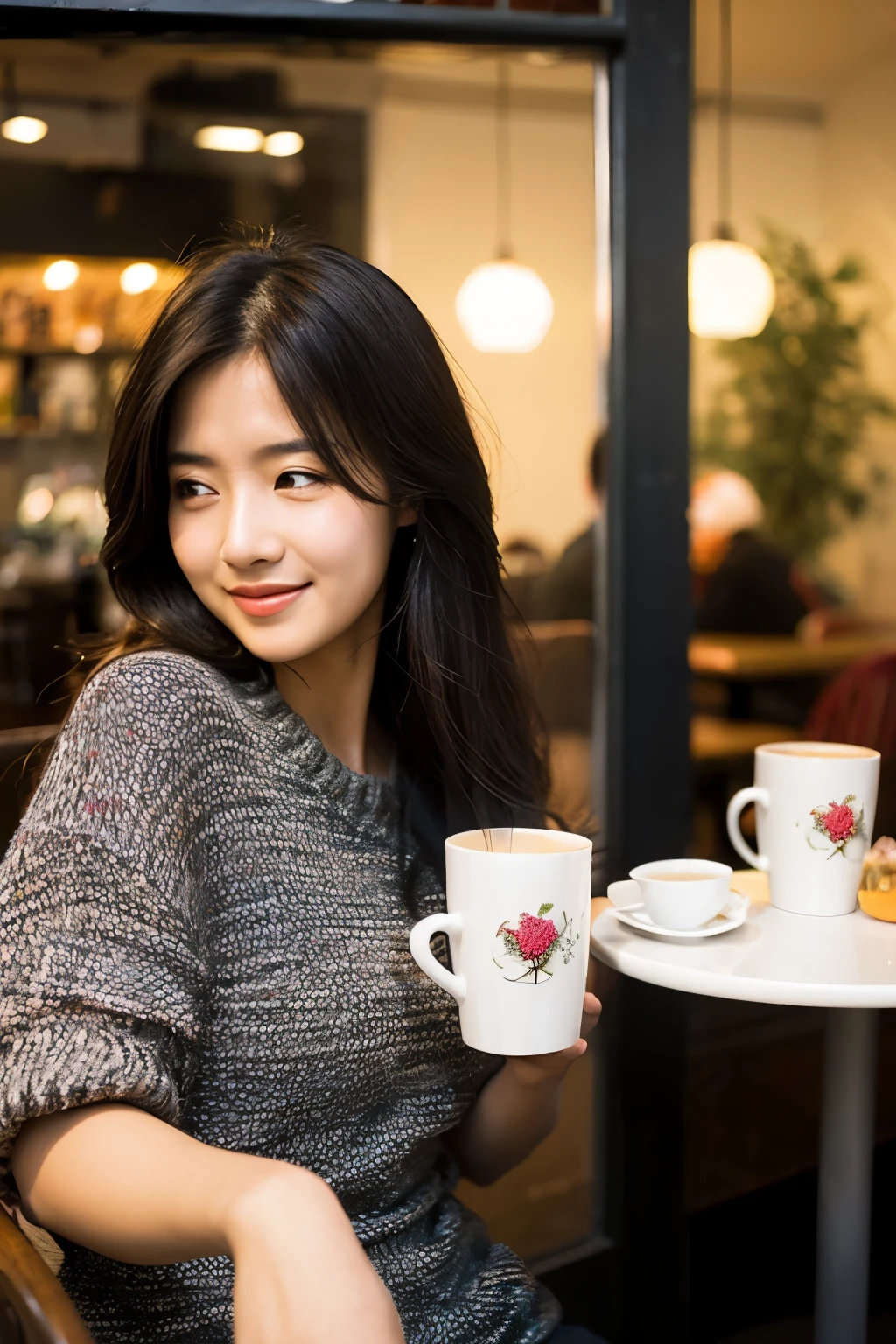 Cafe,rose,men and women