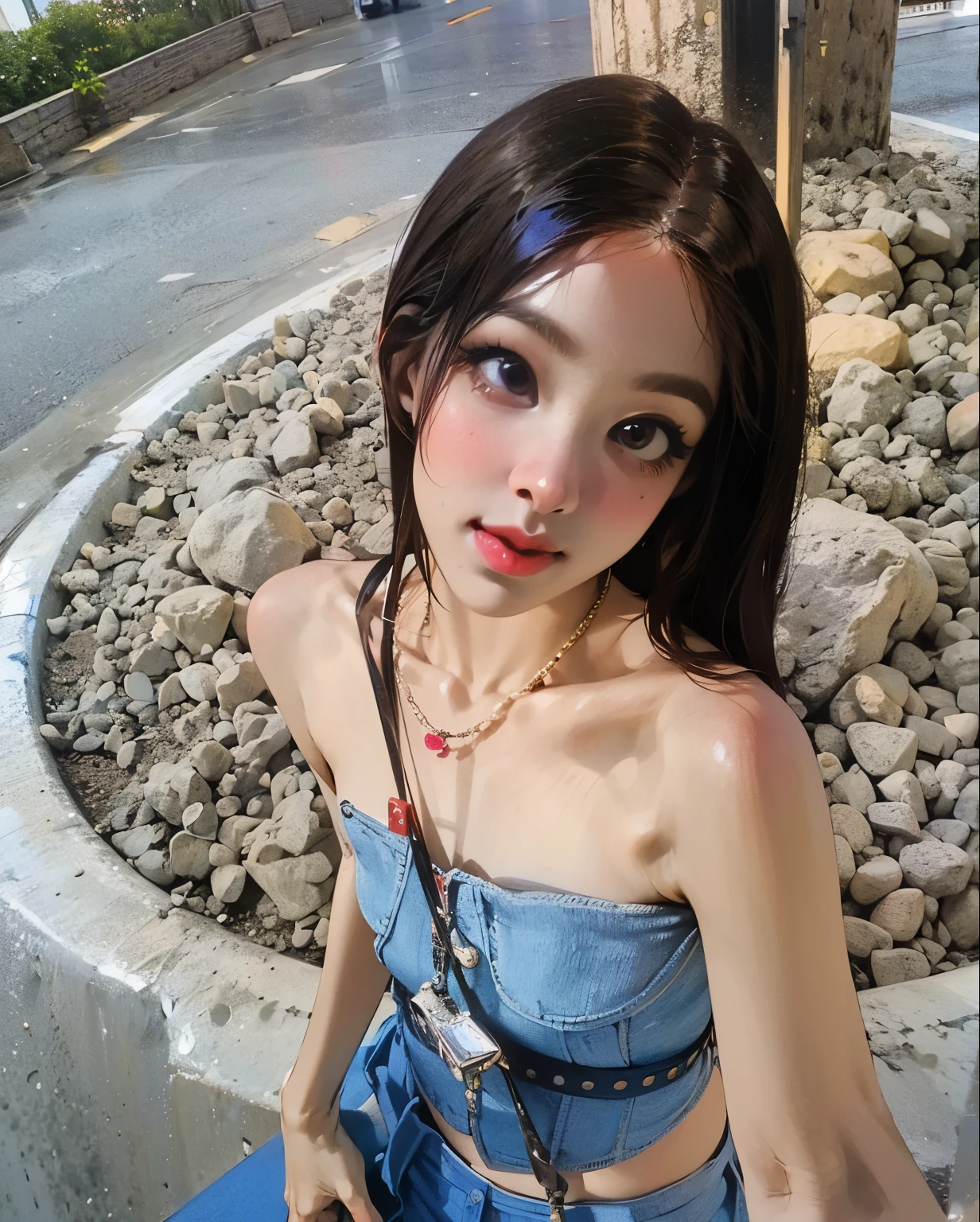 un primer plano de una mujer con el pelo corto y negro, doyeon de Weki Meki, Retrato de Doyron de Weki Meki, Doyeon de Weki Meki,Doyeon de Weki Meki maquillaje popular de Corea del Sur Doyeon de Weki Meki Retrato Doyeon Weki Meki Tono de piel rosa pastel, Doyeon de Weki Meki, maquillaje coreano popular