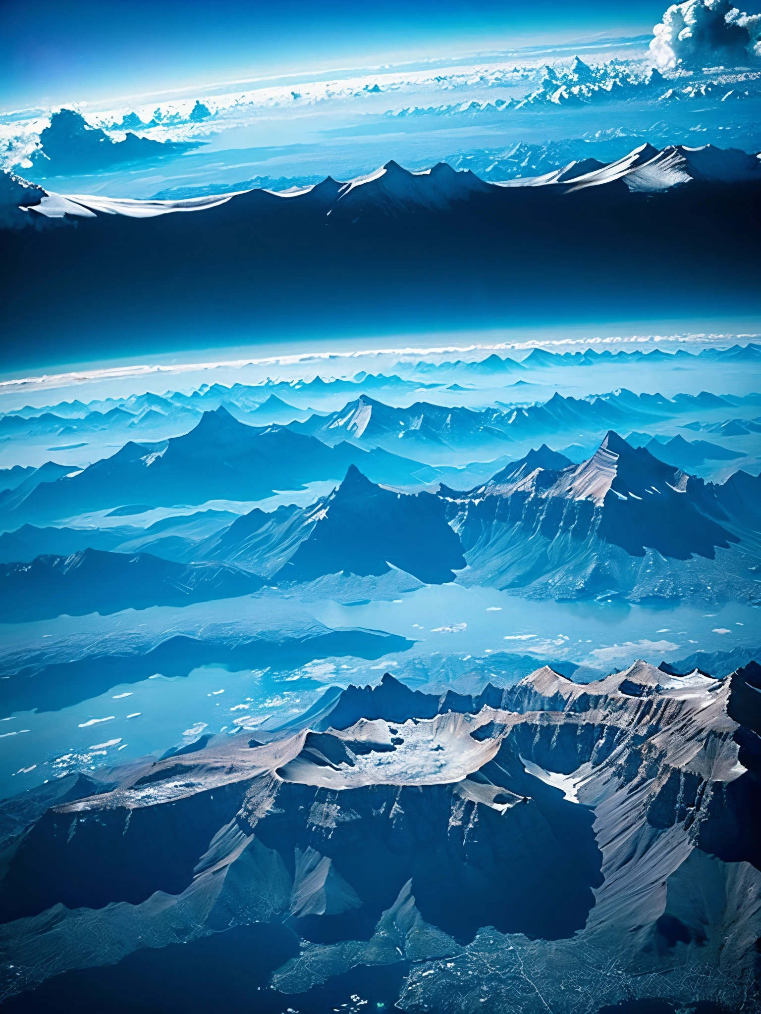 thrown into space、Landing on a blue-white shining planet、fantastic world、There are mountains and lakes, but they all look pale.、The sky is dark blue and you can see many stars.、A few star creams