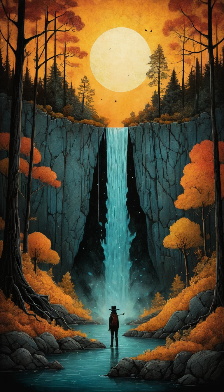 Waterfall by Andy Kehoe, best quality, masterpiece, Representative work, official art, Professional, Ultra intricate detailed, 8k