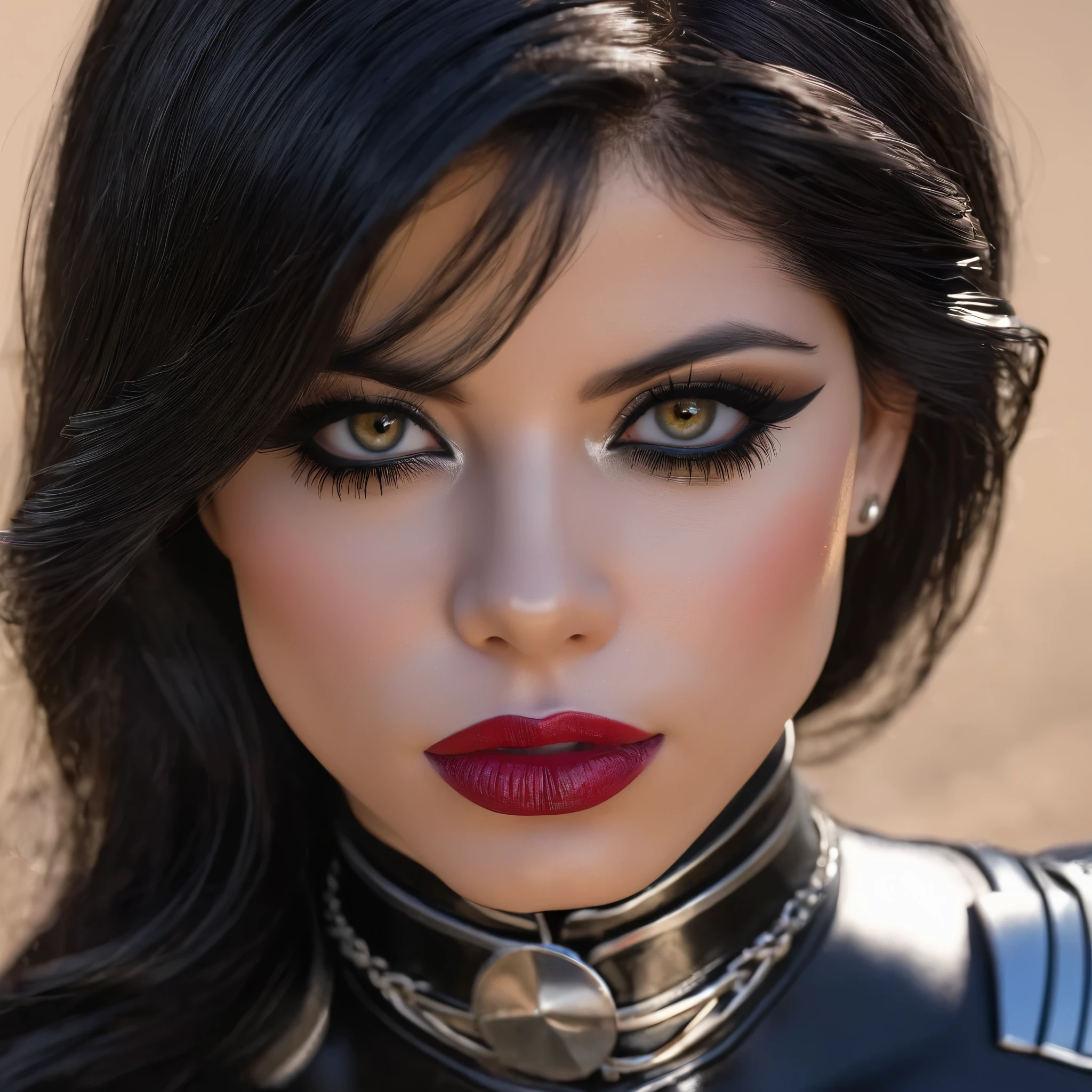 (best quality,4k,8k,highres,masterpiece:1.2),ultra-detailed,(realistic,photorealistic,photo-realistic:1.37),portrait, donna Troy ,beautiful detailed eyes,beautiful detailed lips,extremely detailed face,long eyelashes, sexy,soft lighting,subtle background,professional photography,vivid colors full body ,  by a fan, blushing face () full body (seductive) (ready for ) (biting her liplue eyes) (Donna Troy) Amazon (wonder girl) (black and silver outfit) (silver bracelets)