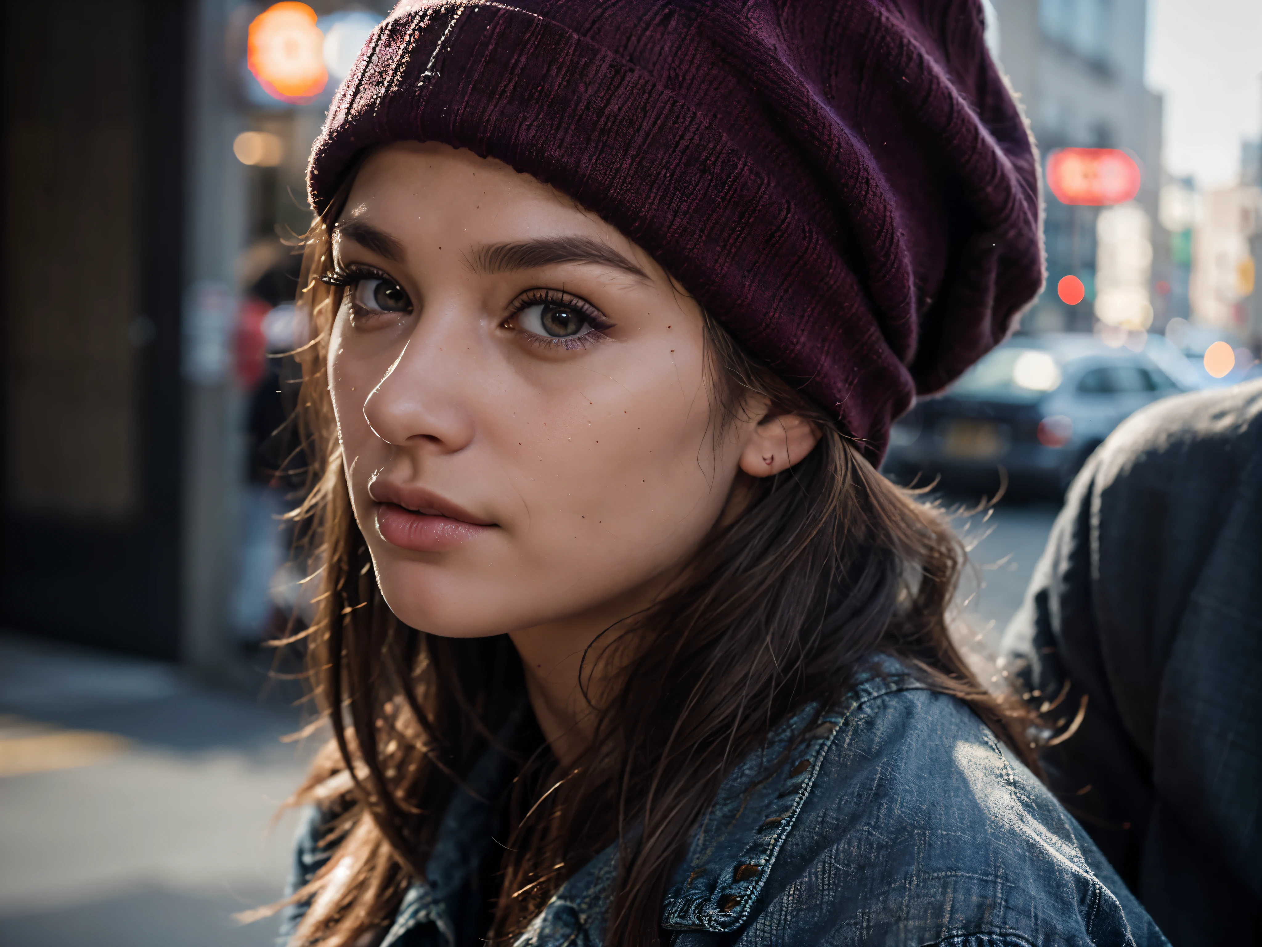 cinematic photo (realistic, photorealistic), realistic, IvanaSugarQuiron woman, oversized flannel shirt, distressed denim shorts, combat boots, beanie,, (high quality skin), (high detailed face skin), (realistic iris), (realistic pupils), (skin pores), (skin imperfections:0.27), . 35mm photograph, film, bokeh, professional, 4k, highly detailed