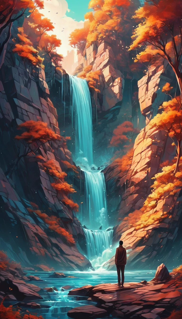 Waterfall by Andy Kehoe, best quality, masterpiece, Representative work, official art, Professional, Ultra intricate detailed, 8k