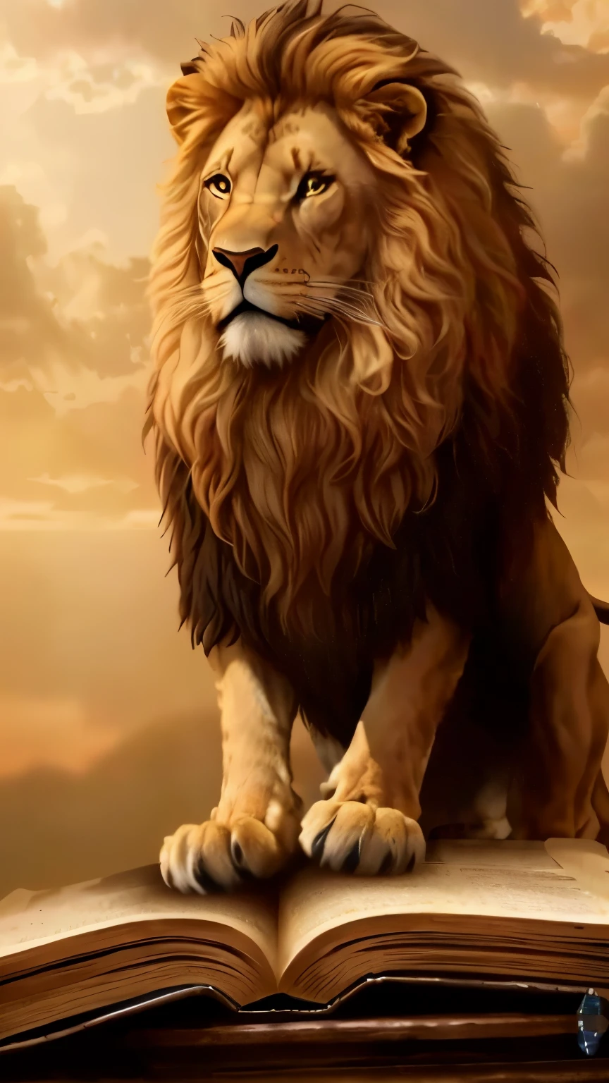 a close up of a lion standing on top of an open book, aslan the lion, 2 d full body lion, king of the jungle, with the mane of a lion, lion body, the mane of a lion, majestic!!! beautiful!!!, lion, lord of the jungle, profile pic, lions, lion warrior, doing a hot majestic pose