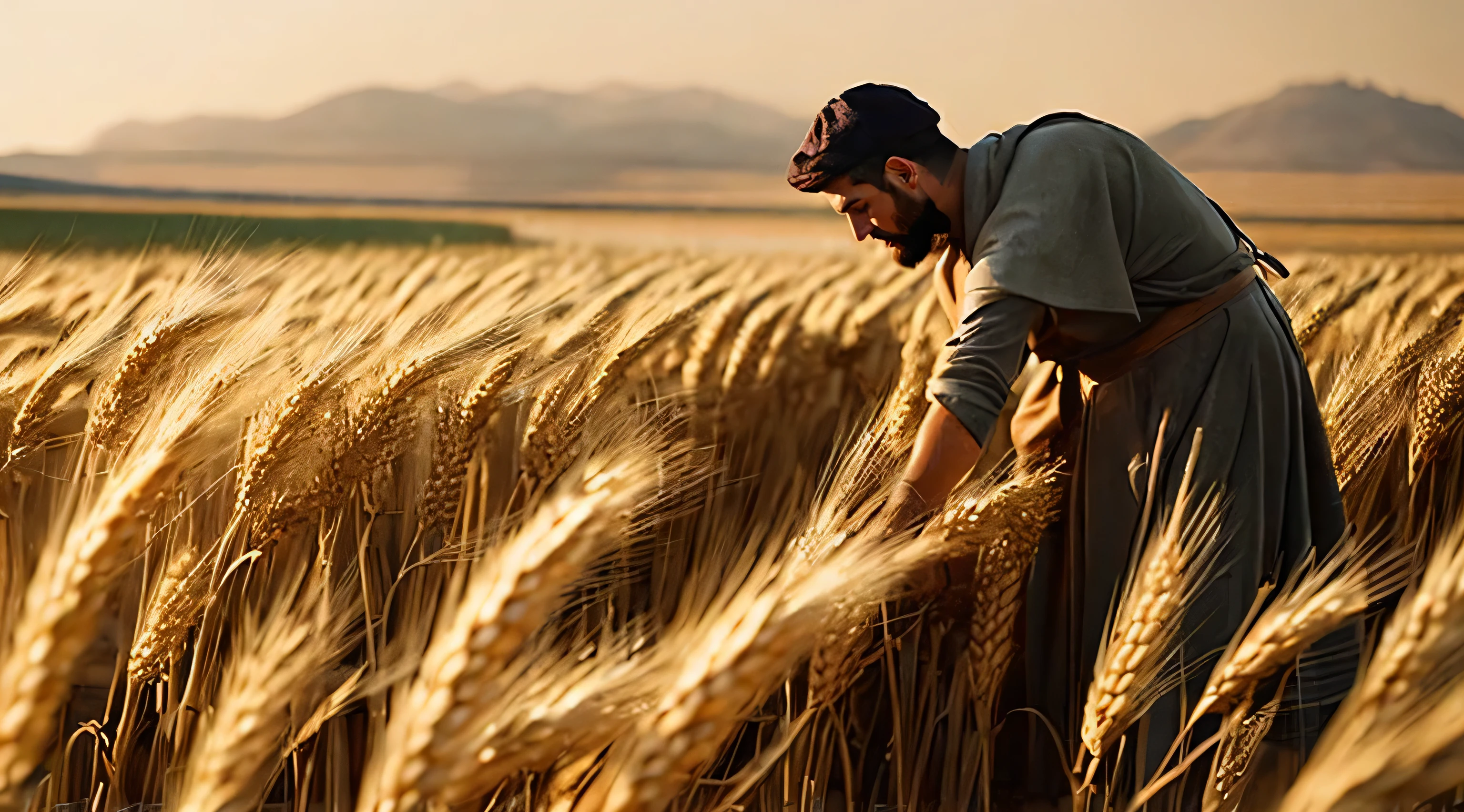 (((ancient israel)))、(((1st century)))、(((Biblical times)))、(((Christ's disciples working in the wheat field))、8k、Live shooting、highest quality、masterpiece:1.5、Ultra lightweight and high resolution、photogenuineistic:1.5、cinematic light、soft volume lighting:1.5、genuine、photogenuineistic:1、be familiar withな皮膚、professional lighting、photograph、sharp focus、be familiar with、professional lighting、photon mapping、be familiar withで複雑な環境、非常にbe familiar with、highest quality、美術的なphotograph、photogenuineisticなコンセプトアート、Cinematic perfect light with soft natural volume、The middle of a journey、be familiar withな手、