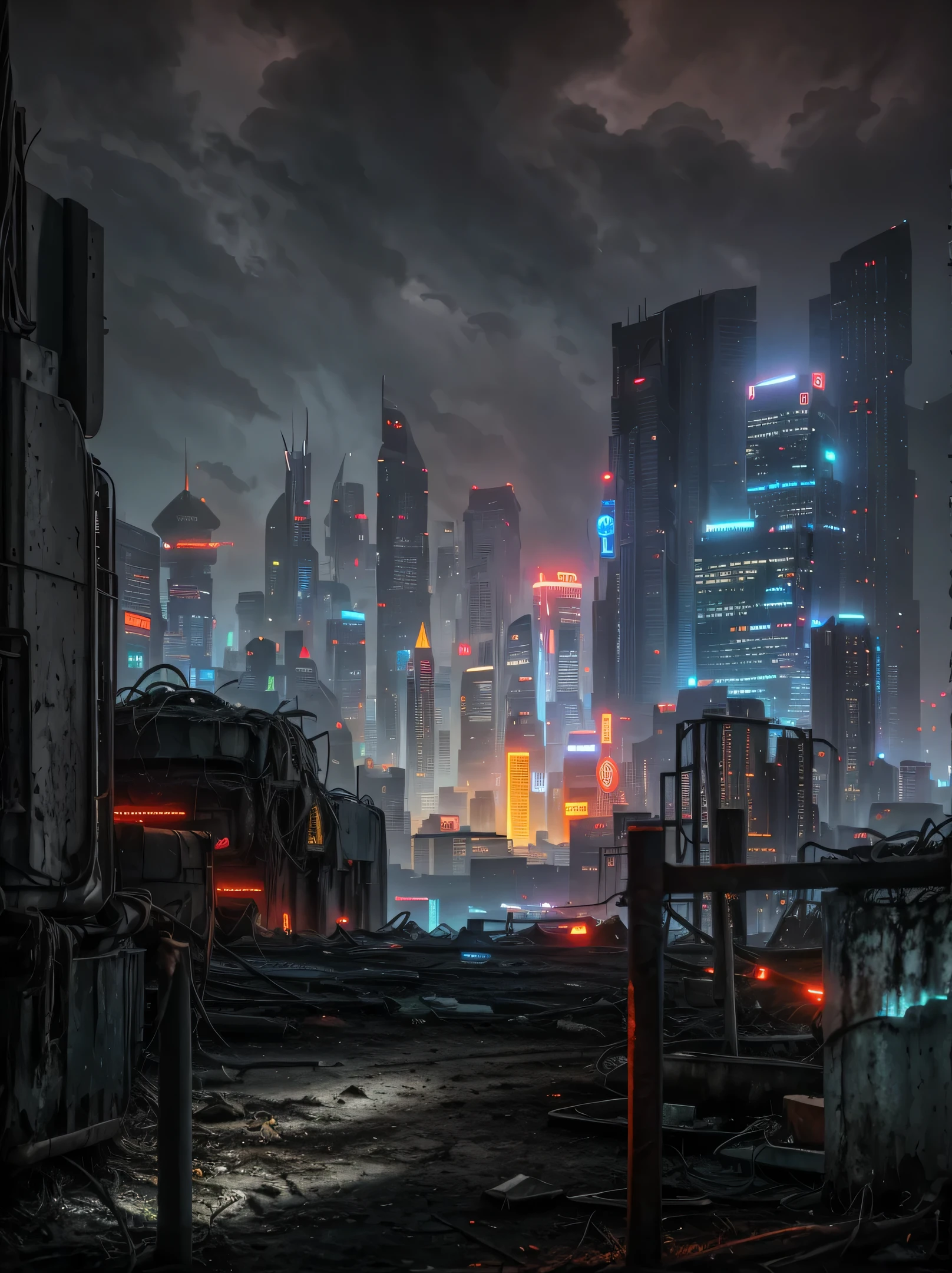 The painting depicts a surreal and futuristic landscape, A blend of awe-inspiring beauty and terror. The sky is deep, Pulsed red, The clouds seem to be alive,On the move. In the distance, Great city view view, towering skyscrapers, Neon lights, and a row of buildings. The city is illuminated by various colors and displays, Adds an overall feeling of awe and wonder.
Sin embargo, There is also a sense of horror in the picture. Buildings and structures appear to be in a state of decay and disrepair, Broken windows, Missing parts, and cracked facades. The city is vibrant, But there is a sense of confusion and unease, It seems that something is wrong.
In the foreground, There is a huge one, Sentient beings, With a distorted and inhuman appearance. Presence consists of wires, circuit, and mechanical parts, It seems to be coming out of the ground, As if rising from the depths of the earth. Its eyes glow with an intense, Red light, Its mouth opened, Rows of sharp sharpness are revealed, Metal teeth.
The background is shrouded in darkness, Only a few, Dim lights are visible in the distance. There is a sense of the unknown and uncertainty, As if the world beyond the cityscape is vast and wild.
The painting captures the essence of a surreal and futuristic world, A blend of awe-inspiring beauty and terror. The images are visually stunning, It shows the world in new and unusual eyes, A mix of the familiar and the unknown.
High detail RAW color art, animation, Cartoon, (white theme), (intricately details, Fine details, ultra - detailed), Ray traching, Subsurface scattering, ((pastel colour)), diffused soft lighting, Shallow depth of field, By (Oliver Wetter), author:Stanley Kubrick, shot on a Canon EOS R5, 28mm lens, f/2.8, Sharp focus bokeh