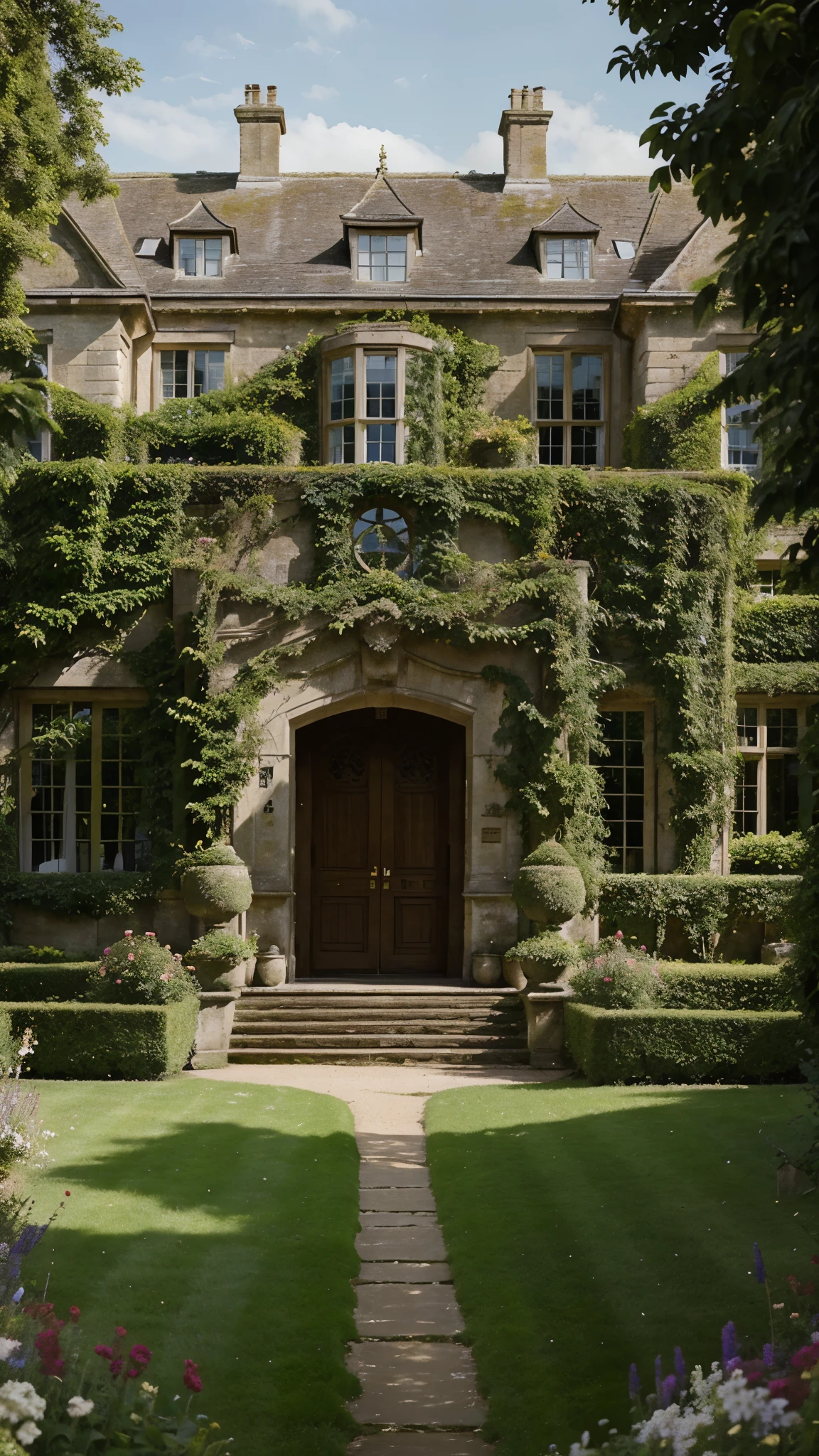 Highgrove Mansion - English country manor designed in the arts and crafts style. Situated on 130 acres of gardens and grounds in the Cotswolds which are open to the public. Interior includes hand-painted wallcoverings, sculptures and tapestries.