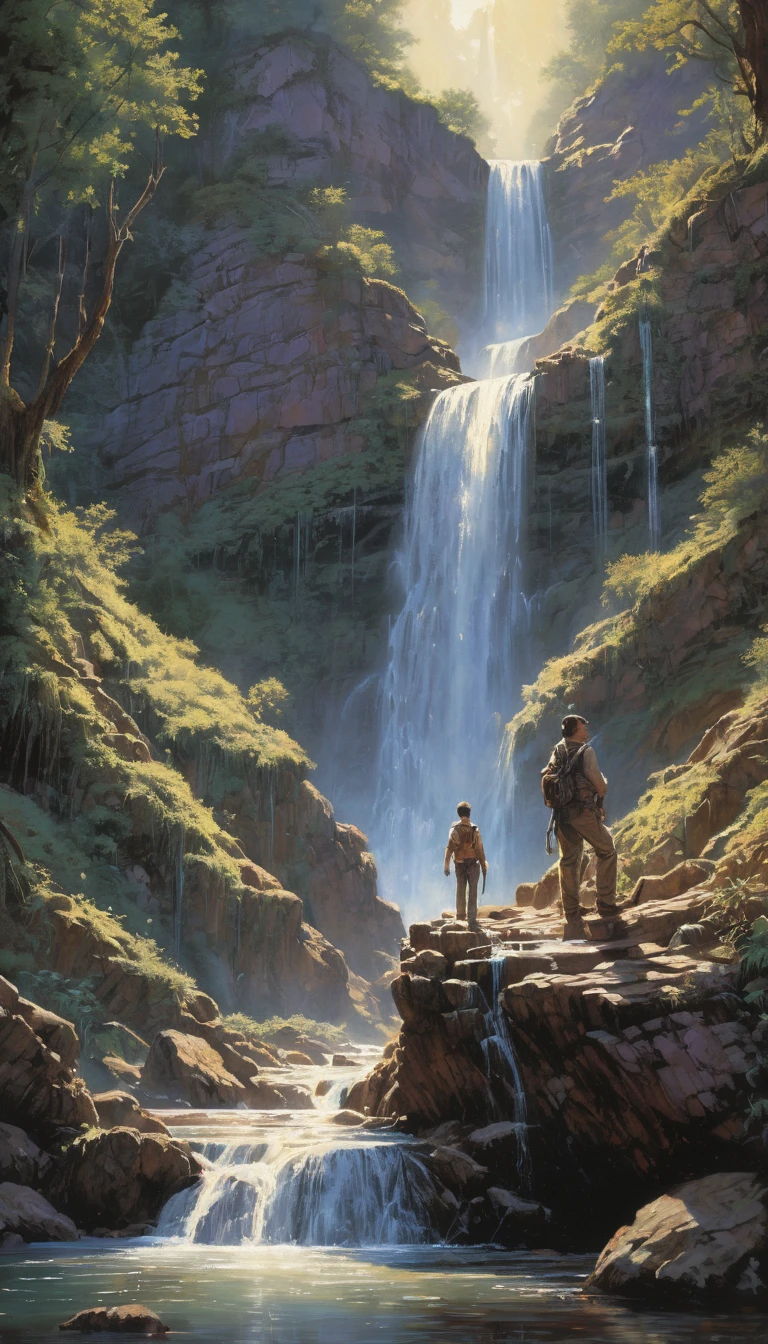 Waterfall by Drew Struzan, best quality, masterpiece, Representative work, official art, Professional, Ultra intricate detailed, 8k