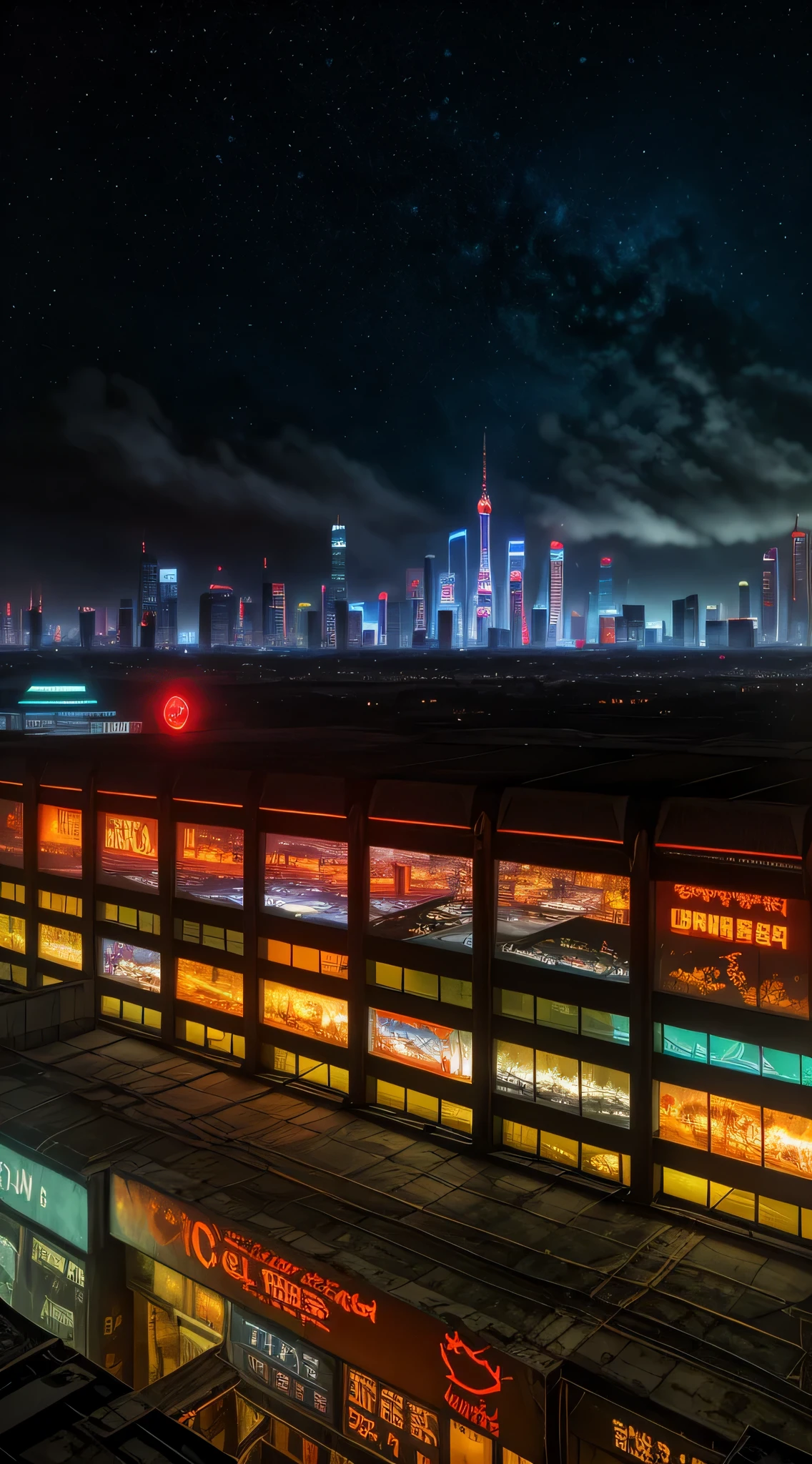 The painting depicts a surreal and futuristic landscape, A blend of awe-inspiring beauty and terror. The sky is deep, Pulsed red, The clouds seem to be alive,On the move. In the distance, Great city view view, towering skyscrapers, Neon lights, and a row of buildings. The city is illuminated by various colors and displays, Adds an overall feeling of awe and wonder.
Sin embargo, There is also a sense of horror in the picture. Buildings and structures appear to be in a state of decay and disrepair, Broken windows, Missing parts, and cracked facades. The city is vibrant, But there is a sense of confusion and unease, It seems that something is wrong.
In the foreground, There is a huge one, Sentient beings, With a distorted and inhuman appearance. Presence consists of wires, circuit, and mechanical parts, It seems to be coming out of the ground, As if rising from the depths of the earth. Its eyes glow with an intense, Red light, Its mouth opened, Rows of sharp sharpness are revealed, Metal teeth.
The background is shrouded in darkness, Only a few, Dim lights are visible in the distance. There is a sense of the unknown and uncertainty, As if the world beyond the cityscape is vast and wild.
The painting captures the essence of a surreal and futuristic world, A blend of awe-inspiring beauty and terror. The images are visually stunning, It shows the world in new and unusual eyes, A mix of the familiar and the unknown.
High detail RAW color art, animation, Cartoon, (white theme), (intricately details, Fine details, ultra - detailed), Ray traching, Subsurface scattering, ((pastel colour)), diffused soft lighting, Shallow depth of field, By (Oliver Wetter), author:Stanley Kubrick, shot on a Canon EOS R5, 28mm lens, f/2.8, Sharp focus bokeh