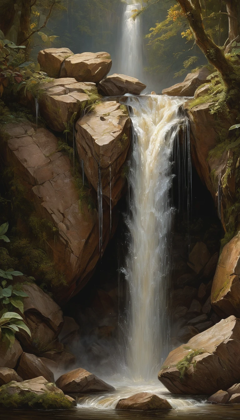 Waterfall by Raphaelle Peale, best quality, masterpiece, Representative work, official art, Professional, Ultra intricate detailed, 8k