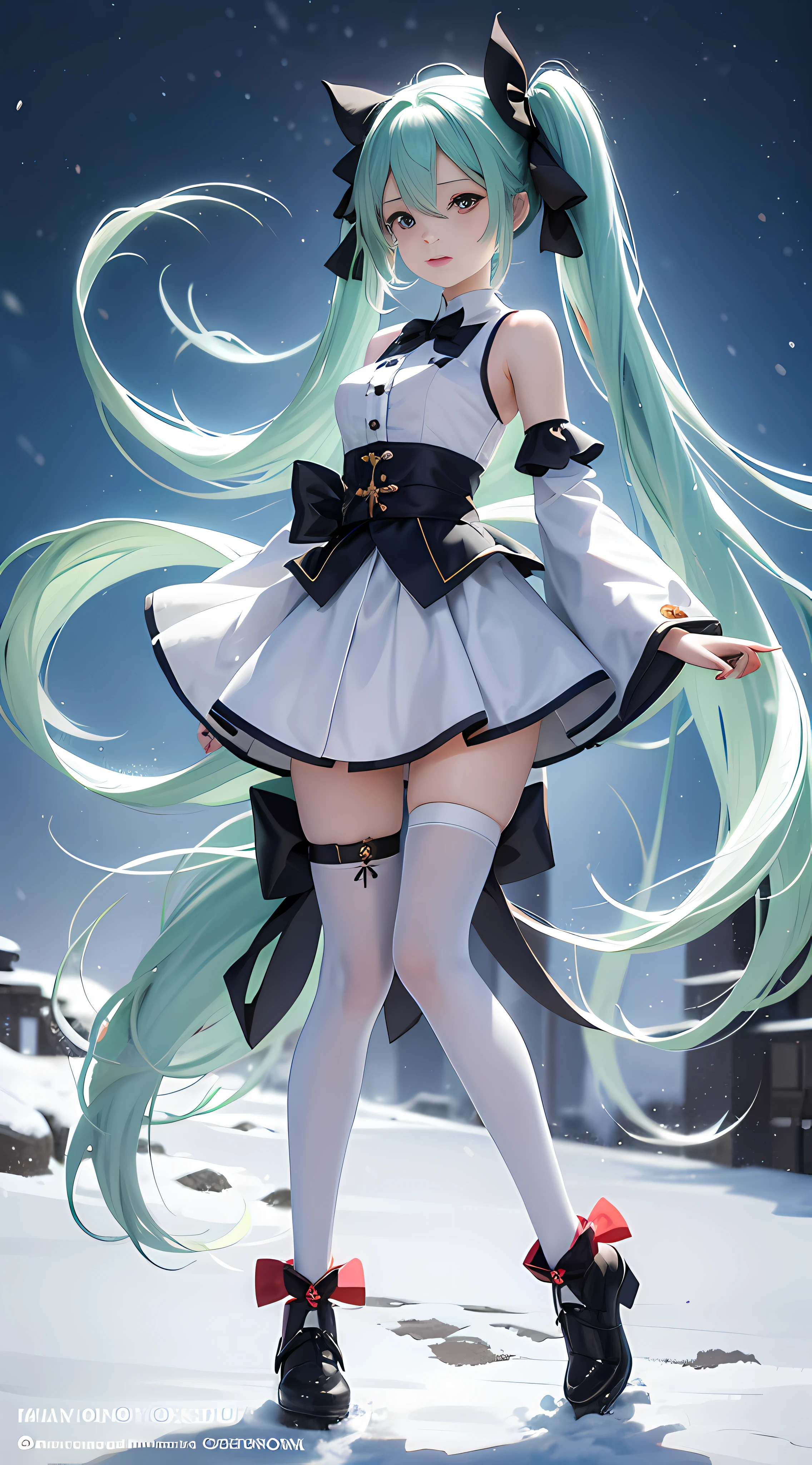 ((masterpiece、8k、highest quality、perfect fingers: 1.5、perfect anatomy: 1.5、background blur))、(Middle school students、slender、A shy and kind-hearted beautiful girl、Hatsune Miku, (smile:1.5)、((Princess Knight、armor dress、high waist、long tutu leotard、thigh high socks:1.5))、(wide shot、standing position:1.5)、((No background:1.5))、