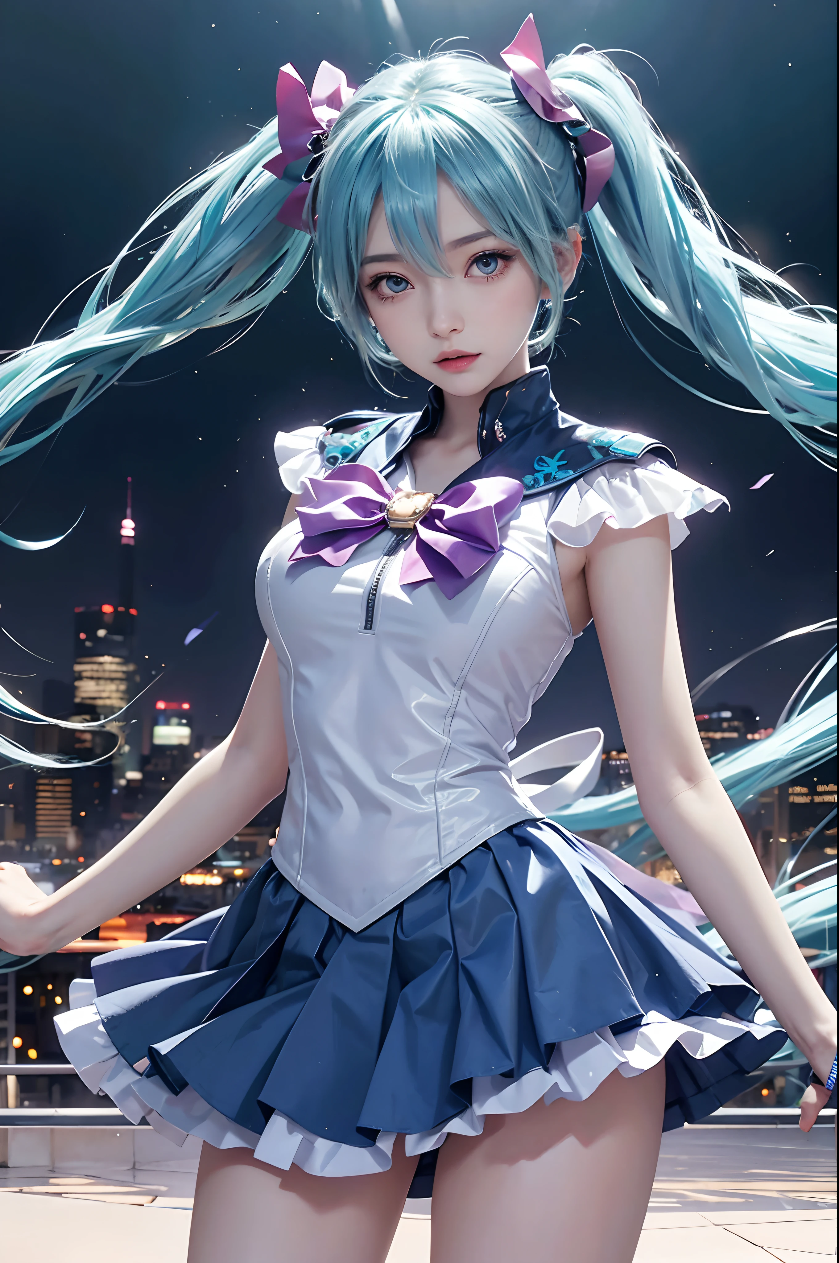 Hatsune Miku, actual, blue hair, Super detailed