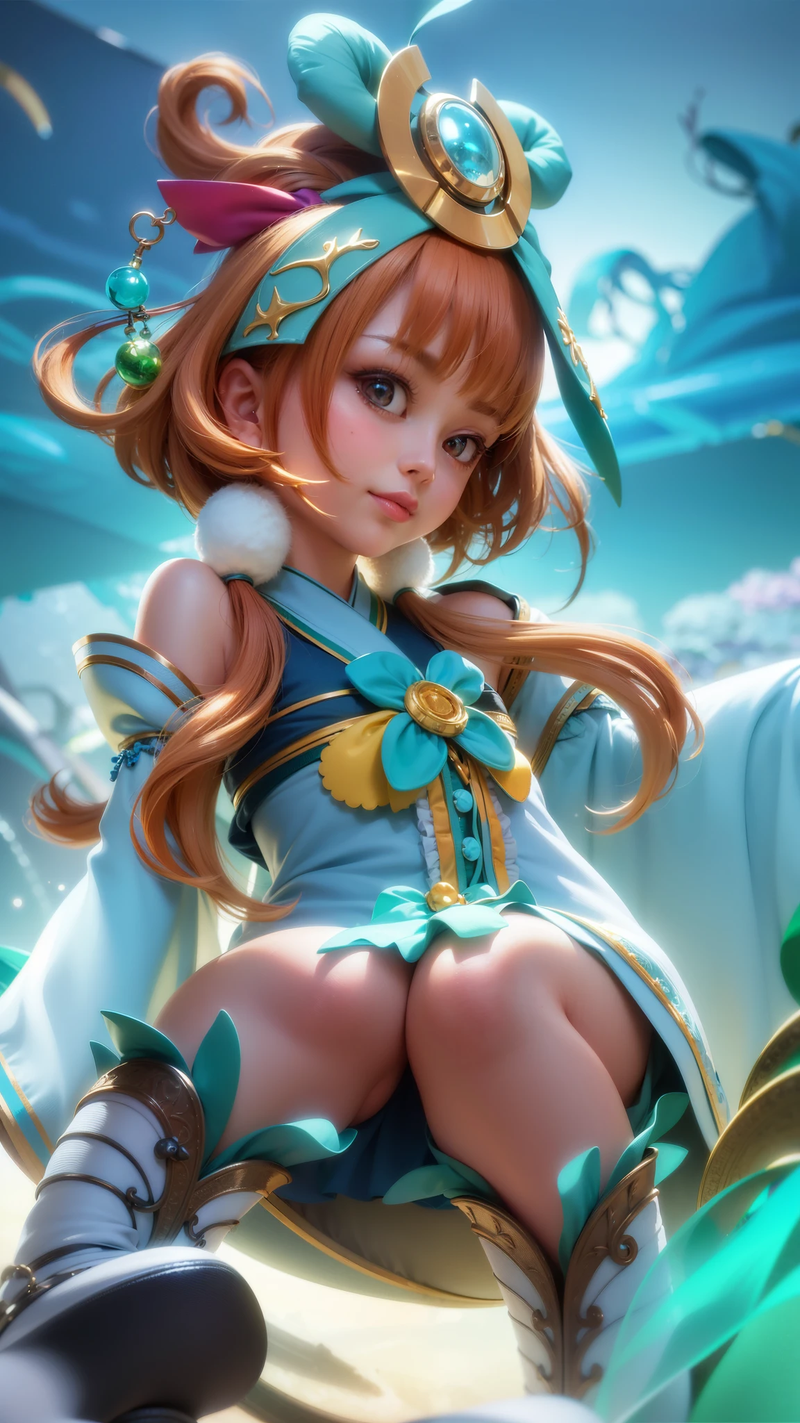 (8k, RAW photo, photorealistic:1.25) ,( lipgloss, eyelashes, gloss-face, glossy skin, best quality, ultra highres, depth of field, chromatic aberration, caustics, Broad lighting, natural shading, looking at viewer with a serene and goddess-like happiness, change from mobile legend game, black hair, red eyes, green ribbon, green kimono outfit, dynamic pose, outer space, relisem, 4k, hd, 1080p.