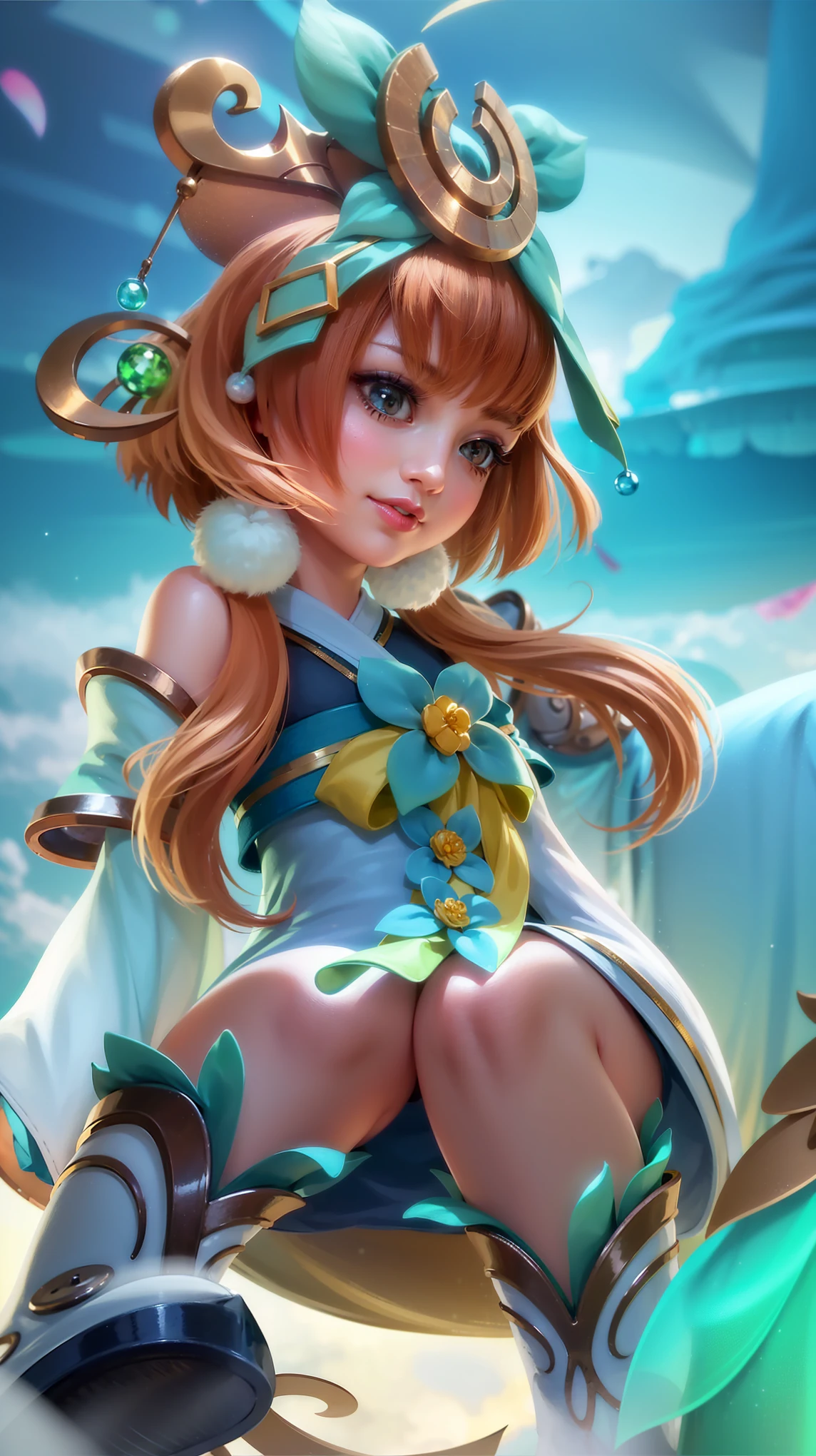 (8k, RAW photo, photorealistic:1.25) ,( lipgloss, eyelashes, gloss-face, glossy skin, best quality, ultra highres, depth of field, chromatic aberration, caustics, Broad lighting, natural shading, looking at viewer with a serene and goddess-like happiness, change from mobile legend game, black hair, red eyes, green ribbon, green kimono outfit, dynamic pose, outer space, relisem, 4k, hd, 1080p.