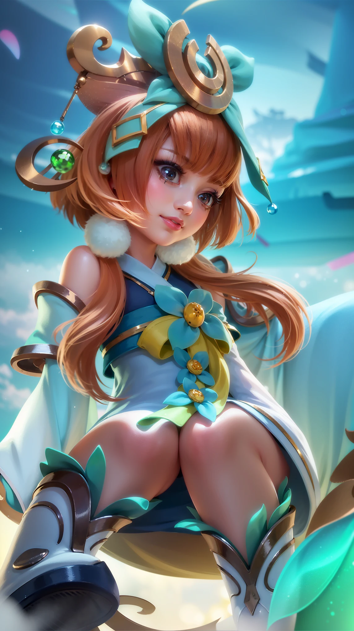 (8k, RAW photo, photorealistic:1.25) ,( lipgloss, eyelashes, gloss-face, glossy skin, best quality, ultra highres, depth of field, chromatic aberration, caustics, Broad lighting, natural shading, looking at viewer with a serene and goddess-like happiness, change from mobile legend game, black hair, red eyes, green ribbon, green kimono outfit, dynamic pose, outer space, relisem, 4k, hd, 1080p.
