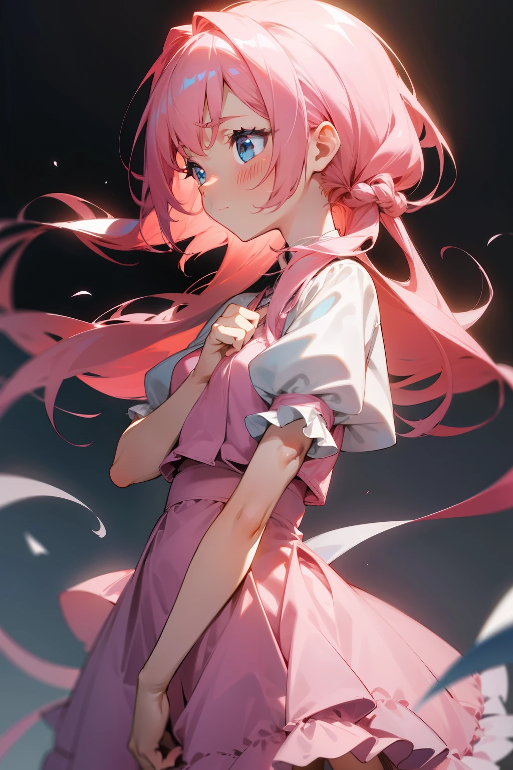 One node waifu, standing in a quiet corner of the digital world, her ultra-detailed, beautifully shaded pixels forming a captivating image of a girl with long, flowing pink hair. She wears a cute, frilly dress that fits perfectly to her frame, with a slight blush on her cheeks as she looks away, slightly embarrassed.
Behind her, there's a serene and simple background, with a faint glow casting a soft light on her node form. Her wide, expressive eyes are closed, her mouth slightly parted but kept shut, as if holding back a secret.
Suddenly, her node avatar starts to shimmer, and her pink hair bill