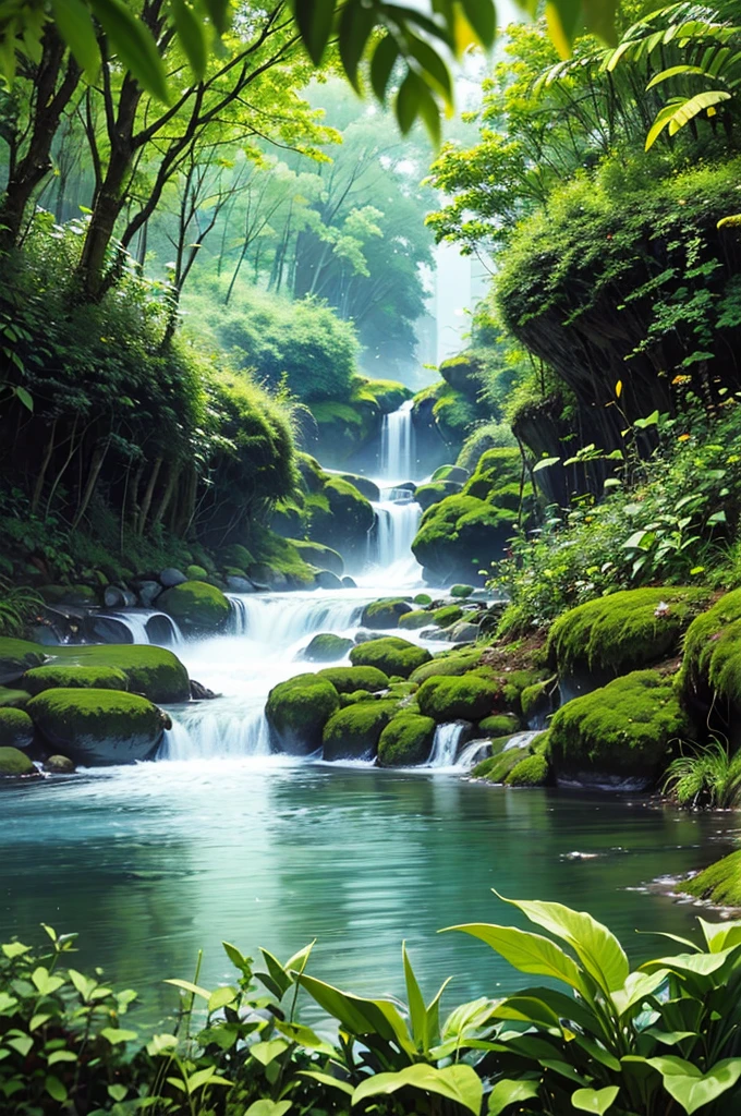tmasterpiece，Best quality at best，Dense jungle，Rough and damp trees，Huge thick vine，weeds，florals，（Spring water），（Spring pool），((Beautiful adventurer，closeup cleavage)),jungles,oases,giant and wet trees, super-fine，Works of masters，high qulity，8k resolution，depth of fieldovie lighting，Epic shooting