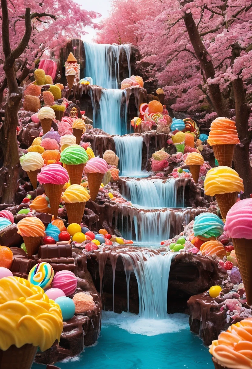 Beautiful majestic fall flowing through Dense vegetation, vibrant flowers, Butterfly dancing in the air, sparkling water splash, peaceful natural landscape ,fall,flowing water,Dense vegetation,vibrant flowers,Butterfly,peaceful scenery,best quality,4k,8k,high resolution,masterpiece:1.2,super detailed,actual:1.37,high dynamic range,ultra high definition,studio lighting,extremely detailed description,professional,bright colors