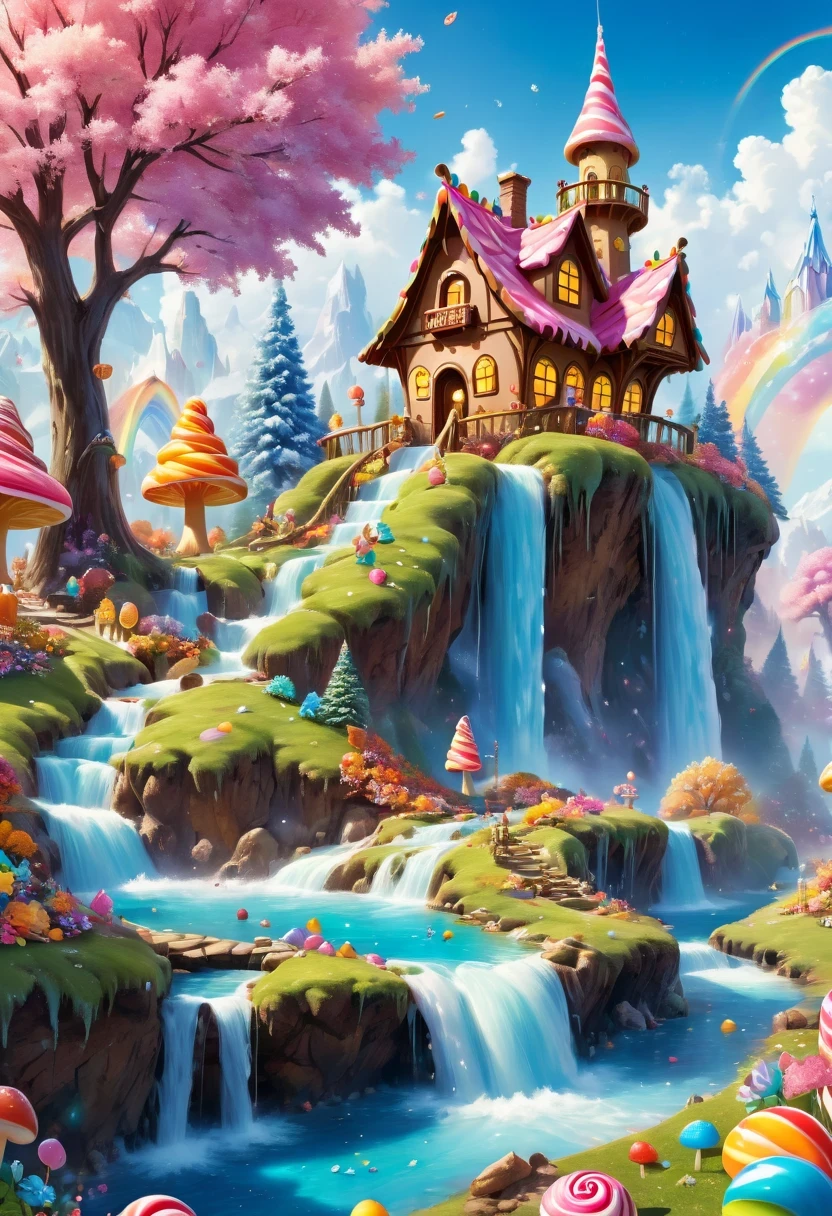 Beautiful majestic fall flowing through Dense vegetation, vibrant flowers, Butterfly dancing in the air, sparkling water splash, peaceful natural landscape ,fall,flowing water,Dense vegetation,vibrant flowers,Butterfly,peaceful scenery,best quality,4k,8k,high resolution,masterpiece:1.2,super detailed,actual:1.37,high dynamic range,ultra high definition,studio lighting,extremely detailed description,professional,bright colors