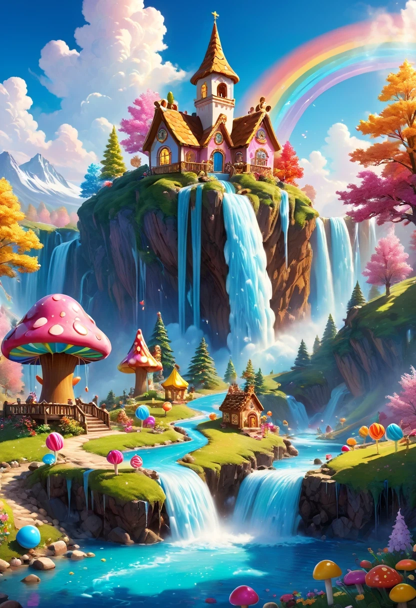 Beautiful majestic fall flowing through Dense vegetation, vibrant flowers, Butterfly dancing in the air, sparkling water splash, peaceful natural landscape ,fall,flowing water,Dense vegetation,vibrant flowers,Butterfly,peaceful scenery,best quality,4k,8k,high resolution,masterpiece:1.2,super detailed,actual:1.37,high dynamic range,ultra high definition,studio lighting,extremely detailed description,professional,bright colors