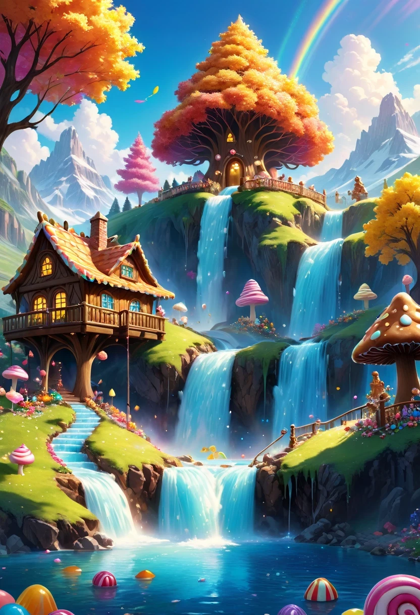 Beautiful majestic fall flowing through Dense vegetation, vibrant flowers, Butterfly dancing in the air, sparkling water splash, peaceful natural landscape ,fall,flowing water,Dense vegetation,vibrant flowers,Butterfly,peaceful scenery,best quality,4k,8k,high resolution,masterpiece:1.2,super detailed,actual:1.37,high dynamic range,ultra high definition,studio lighting,extremely detailed description,professional,bright colors