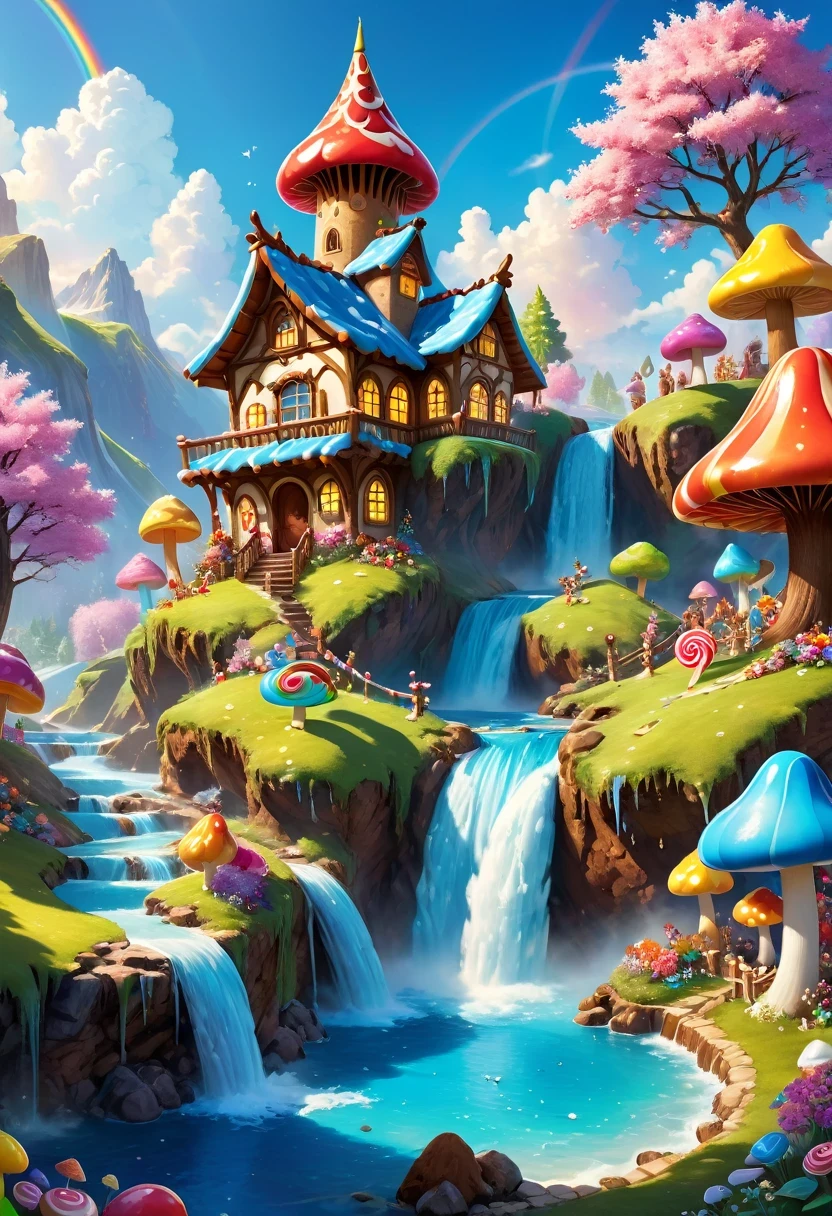 Beautiful majestic fall flowing through Dense vegetation, vibrant flowers, Butterfly dancing in the air, sparkling water splash, peaceful natural landscape ,fall,flowing water,Dense vegetation,vibrant flowers,Butterfly,peaceful scenery,best quality,4k,8k,high resolution,masterpiece:1.2,super detailed,actual:1.37,high dynamic range,ultra high definition,studio lighting,extremely detailed description,professional,bright colors