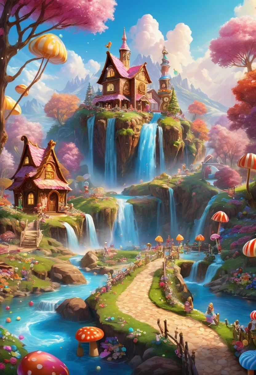 Beautiful majestic fall flowing through Dense vegetation, vibrant flowers, Butterfly dancing in the air, sparkling water splash, peaceful natural landscape ,fall,flowing water,Dense vegetation,vibrant flowers,Butterfly,peaceful scenery,best quality,4k,8k,high resolution,masterpiece:1.2,super detailed,actual:1.37,high dynamic range,ultra high definition,studio lighting,extremely detailed description,professional,bright colors