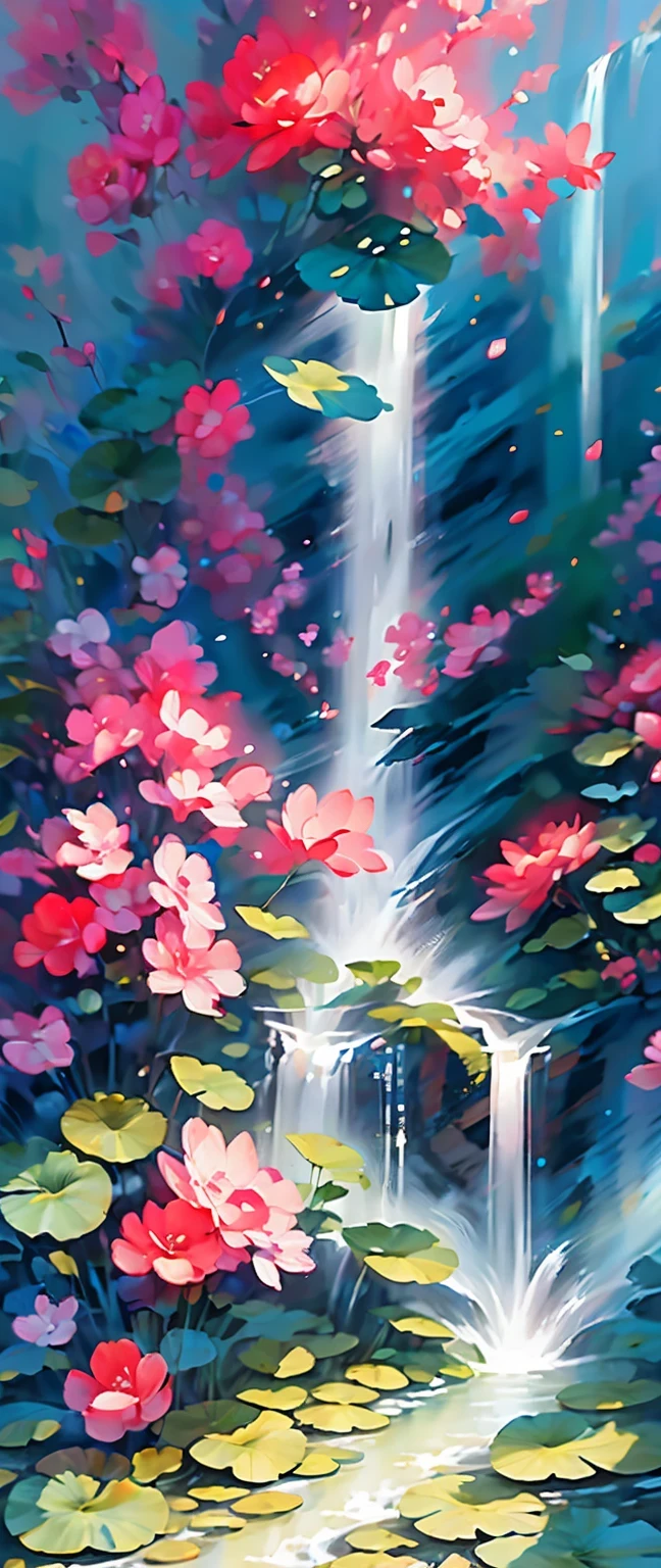 best quality,4k,high resolution,masterpiece:1.2,super detailed,actual:1.37,girl hit by fall,portrait,fall,Lush greenery and colorful flowers,flowing water,soak,wet hair,sparkling water droplets,beautiful and delicate eyes,beautiful and delicate lips,water splash,Emerald Pool,Dynamic movement,vitality,Calm expression,,ethereal lights,bright colors,contrast,Refreshing,unforgettable moments,close up,time freeze,emotional,Poetic,photography