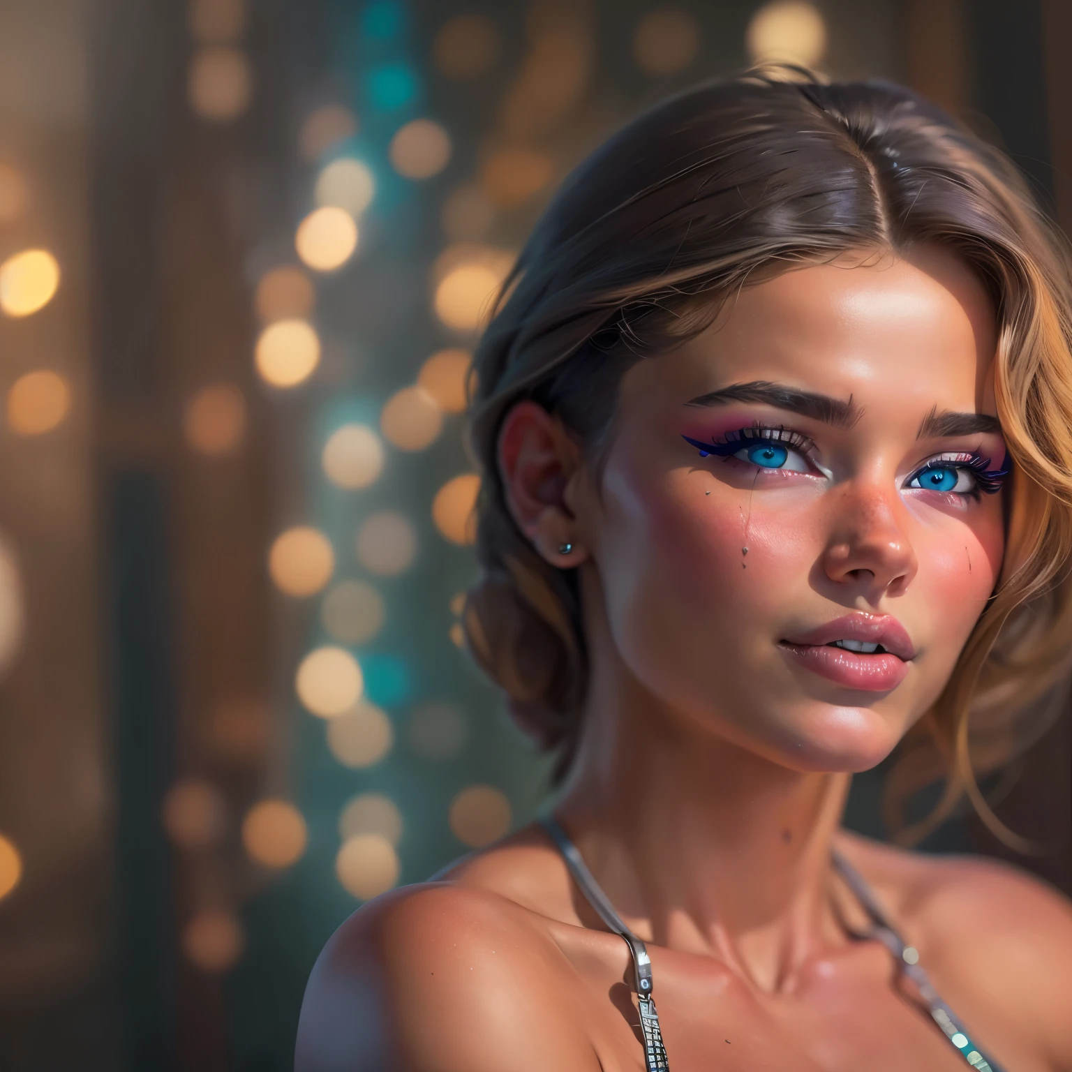 (best quality,4k,8k,highres,masterpiece:1.2),ultra-detailed,(realistic,photorealistic,photo-realistic:1.37), HDR, UHD, studio lighting, extreme detail description, professional, vivid colors, bokeh, portraits, young woman, 18 years old, intense blue eyes, top model, seductive gaze, inviting smile, round and full buttocks, prostitute-inspired clothing