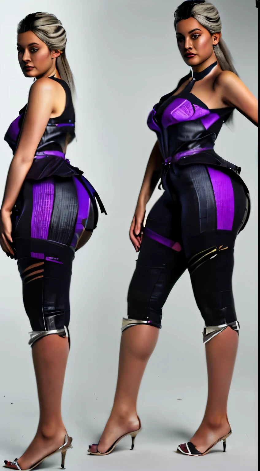 (((Girl, extremely detailed, extremely detailed legs, extremely detailed arms, extremely detailed face, perfectly detailed eyes, perfectly detailed anatomy))): ((solo)) ,curved thighs, huge thighs, curvature, thicc, cropped jumpsuit, farm, huge ass, looking over shoulder, bare feet, 4kHD, black fingernails, black toenails