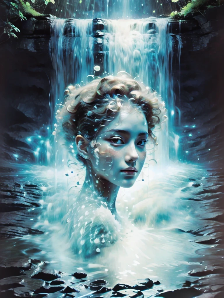 Fancy elegant botanical rose floral maximalism with a wave of fresh flowers garden flowers flowing floating in soft mist pink, water, Masio Damascus, Massive smoke and realistic flower fractals, octane rendering, josephine wall art, Isabel Menin, Jean, Amy Brown