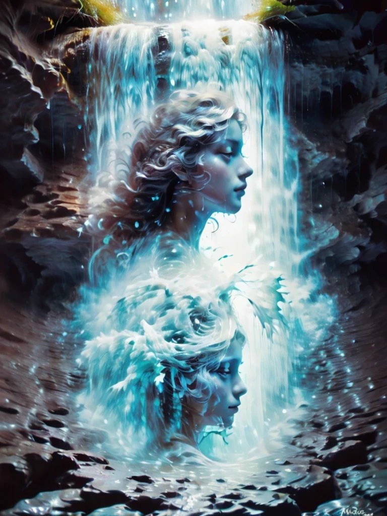 Fancy elegant botanical rose floral maximalism with a wave of fresh flowers garden flowers flowing floating in soft mist pink, water, Masio Damascus, Massive smoke and realistic flower fractals, octane rendering, josephine wall art, Isabel Menin, Jean, Amy Brown
