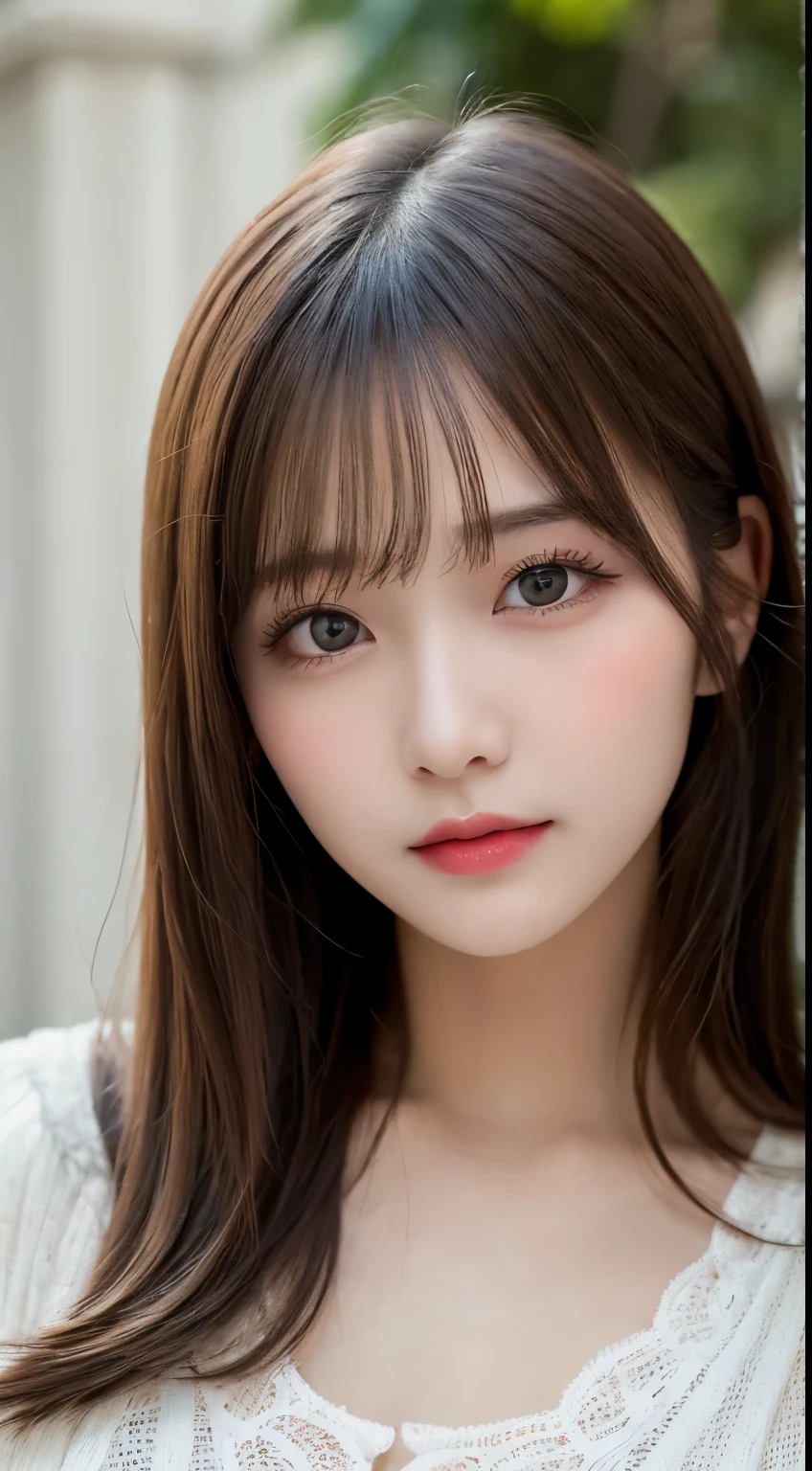 table top, highest quality, shape, Super detailed, finely, High resolution, 8k wallpaper, 完璧なダイナミックな構shape, beautiful and detailed eyes, Latest trend long sleeve spring clothes fashion(blouse),cute髪型,natural color lip, bold sexy pose,smile、20 year old girl、cute、sexy shot looking at camera,Always blur the background,perfect and beautiful face,beautiful and detailed face、slim face and style,Big eyes、do gal makeup,small face