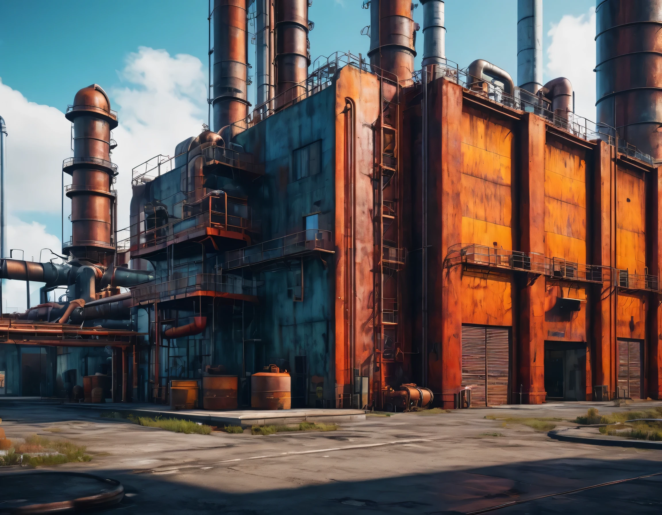 create an image demonstrating the style of ((Brutal Industrial)) style, hyper realism, 8k high definition, vibrant colors, sharp focus, insanely detailed