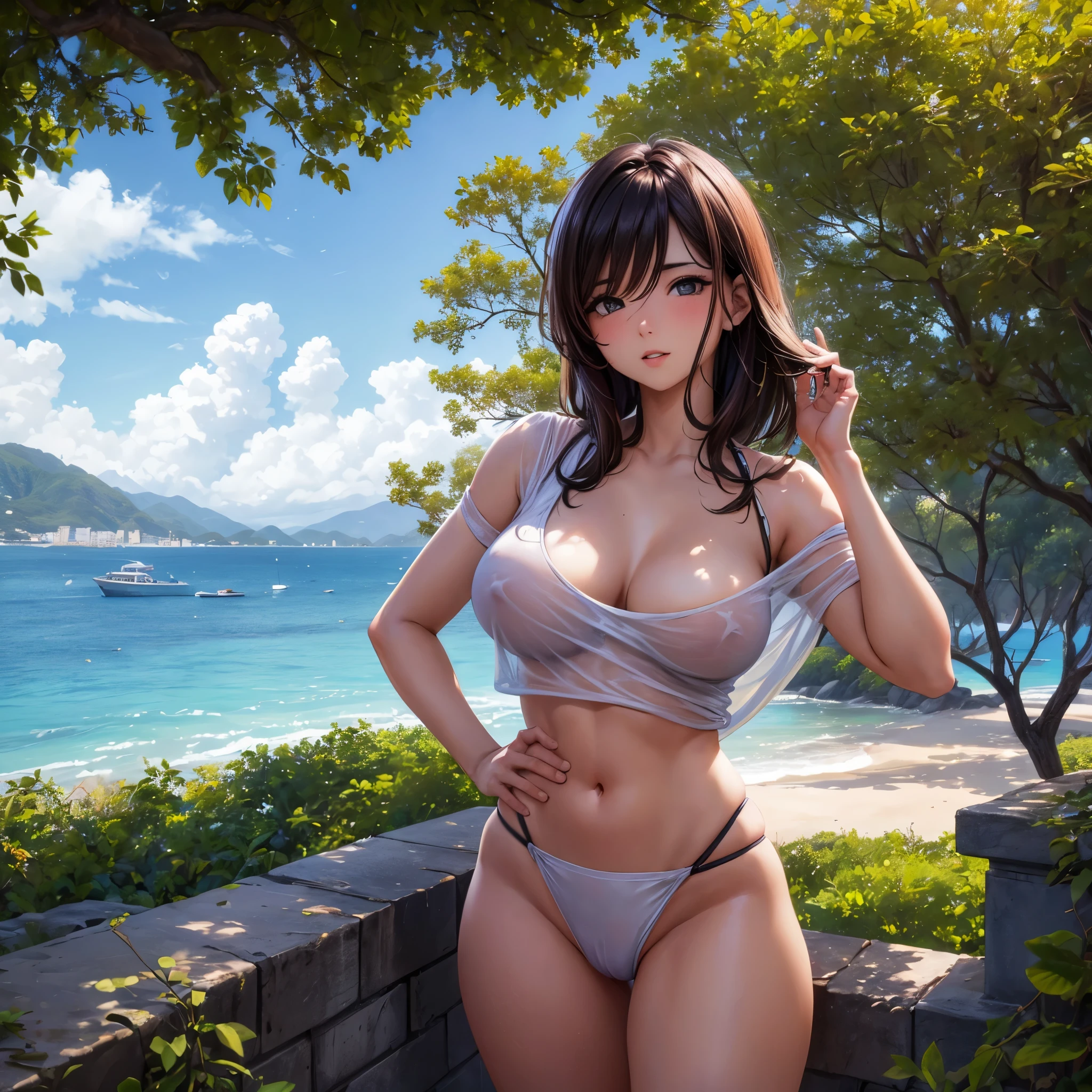 (La mejor calidad,4k,8k,Altas Resoluciones,Obra maestra:1.2),Ultra detallado,realista,Chica de cabello corto,desnuda,en una ciudad,(de noche), al lado de un rio,tetas grandes,tetas desnudas,trasero grande,sin ropa,tetas al aire,mostrando sus tetas,cuerpo mojado,Ilustrado,Paisaje urbano,sharp focus,physically based representation,vivid colors,Retrato sexy,desnudez,pose erotica