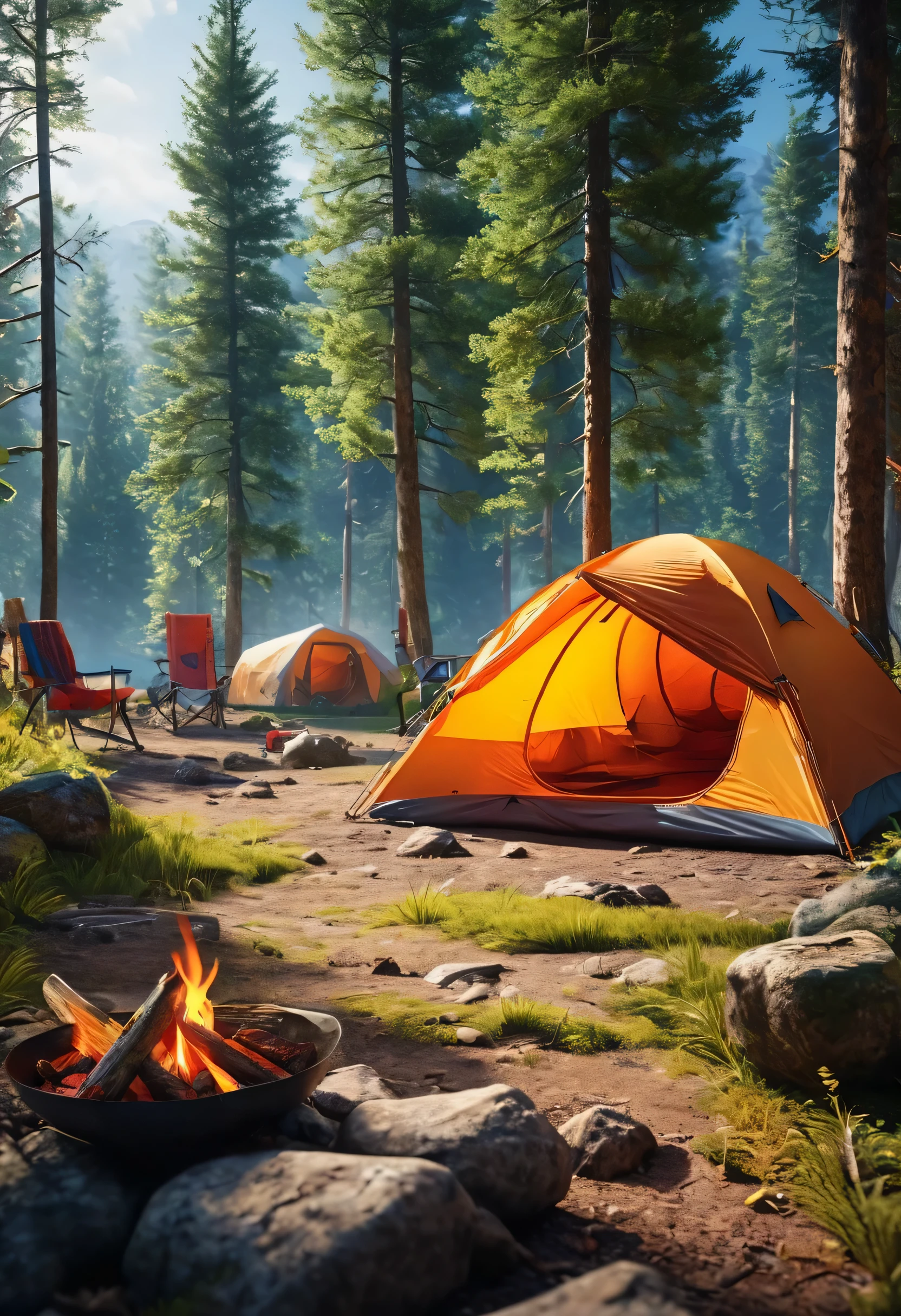 create an image demonstrating the style of ((Camp)) style, hyper realism, 8k high definition, vibrant colors, sharp focus, insanely detailed