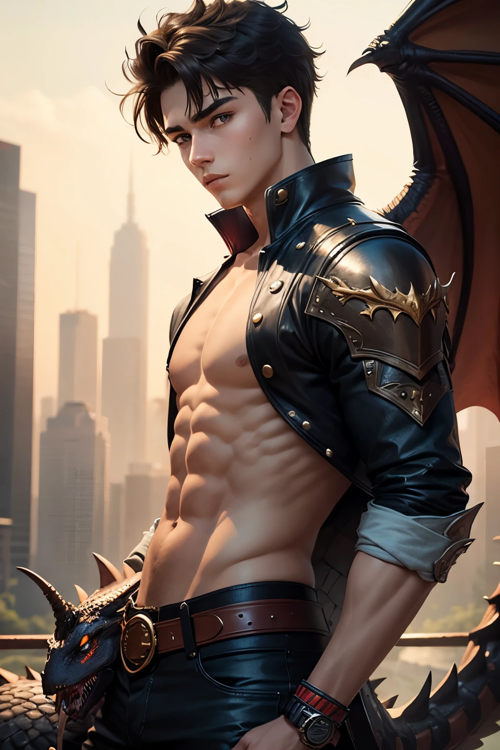 age man with real dragon on his shoulder.