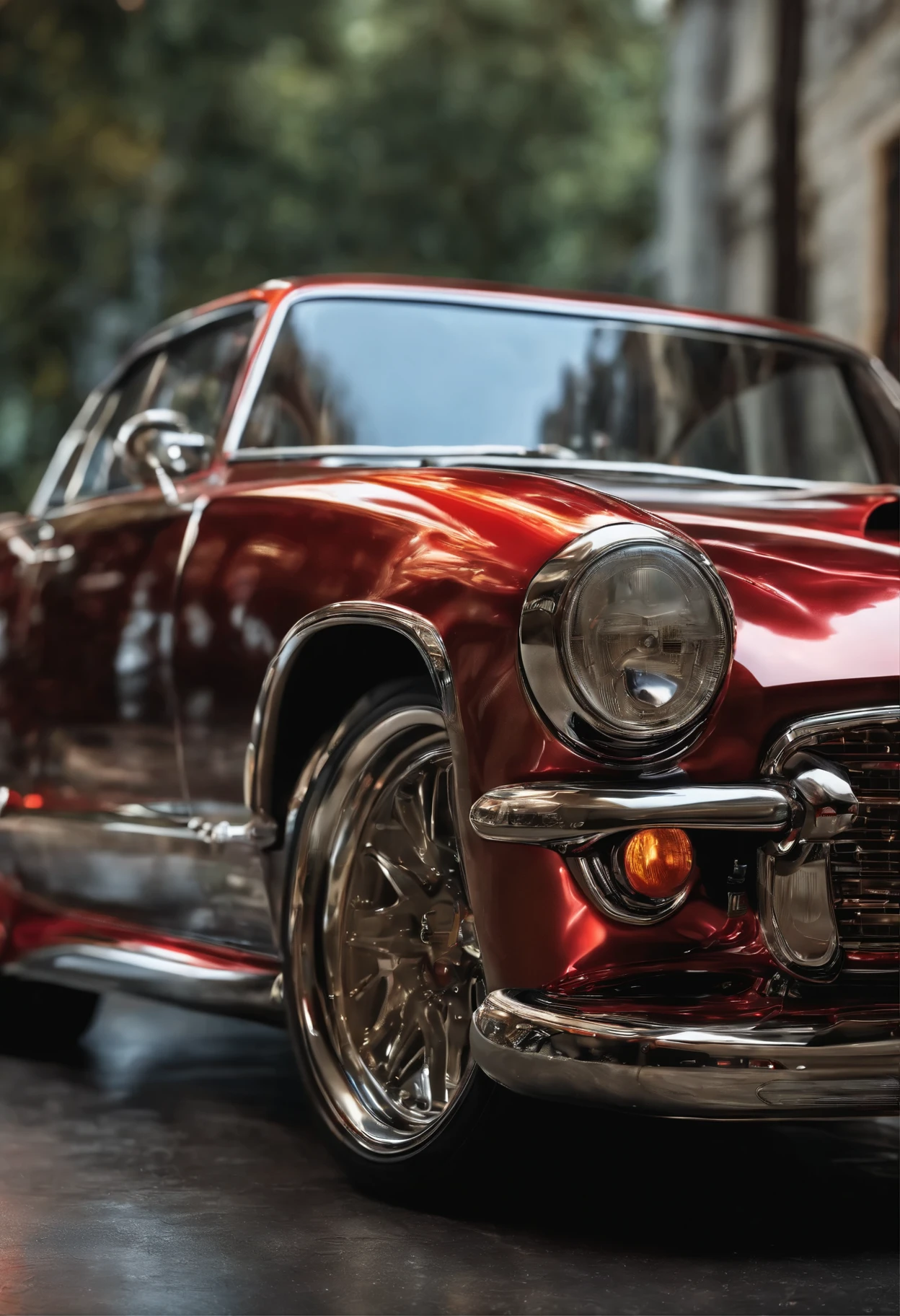 A car made of liquid metal in the style of ((Cani)) style, hyper realism, 8k high definition, vibrant colors, sharp focus, insanely detailed, enormous tits