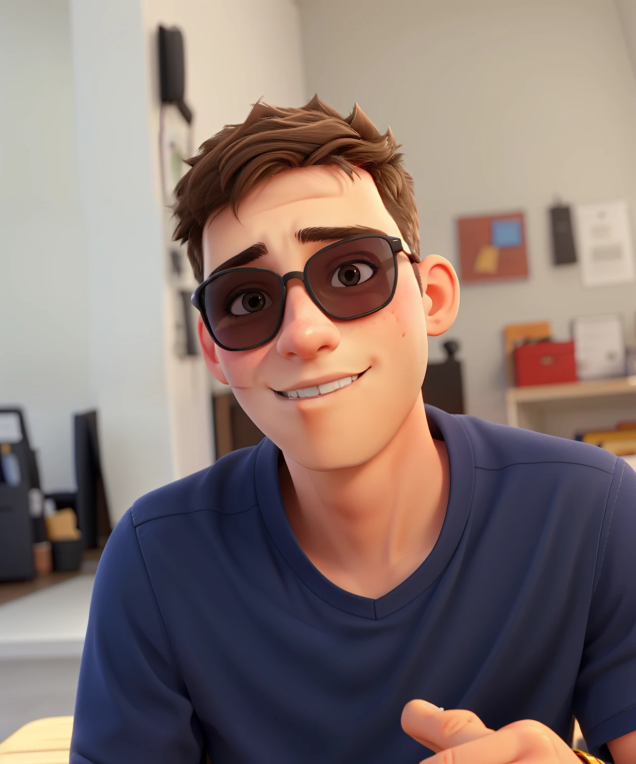 A 16 year old boy, wearing sunglasses.