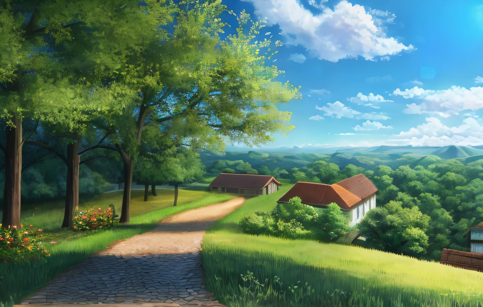 landscape, forest, village, Excellent, Sky, cloud