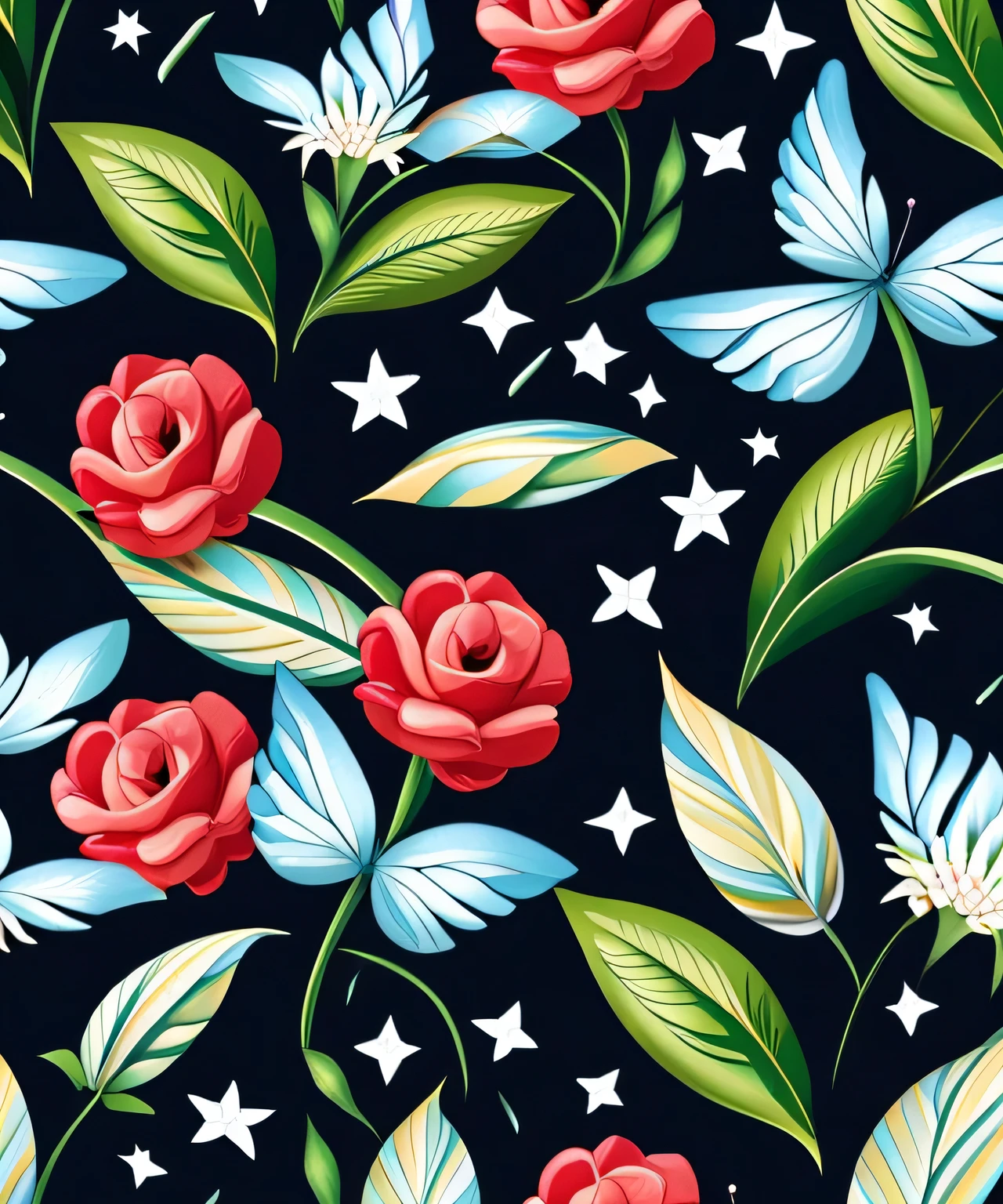 Cool seas with Ocean Rose — ocean breeze, madeira flutuante branqueada pelo sol, e um toque de maresia. inseto, ((borboleta)), diamante, estrelas, Morango, Rosa,  || (bordado) seamless pattern, fruta, borboleta, melhor qualidade, obra de arte, ultra high resolution, (foto realista:1.4), Surrealismo, sonhe como, ((Arte abstrata)), artes vetoriais, ((fundo preto)) a close up of a estampa floral on a white background, papel de parede floral, floral ornamentado, estampa floral, floral explosion, floral! intricado, floral flores colorido, chinoiserie pattern, papel de parede florido, floral renewal, com flores e plantas coloridas, sonho floral, garden flower pattern, estampa floraled skin, desenho floral, motivos florais, videiras florais boho