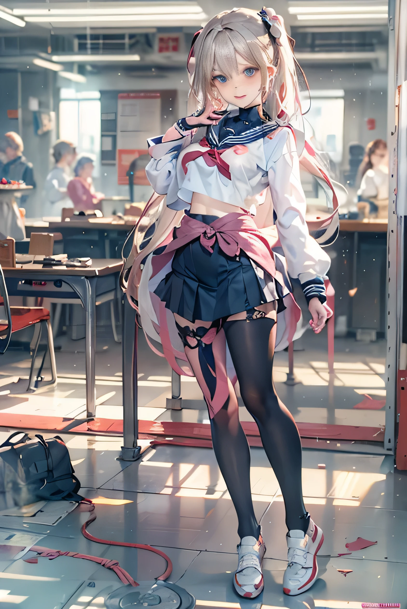 Anime girl in a school uniform posing for a picture - SeaArt AI