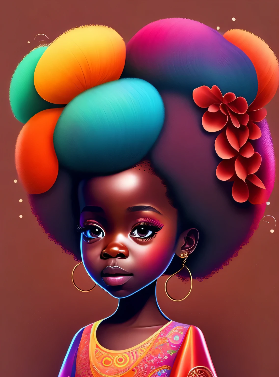 the colorida abstract of cute afro fairy, (colorida,altamente detalhado,arte vetorial)