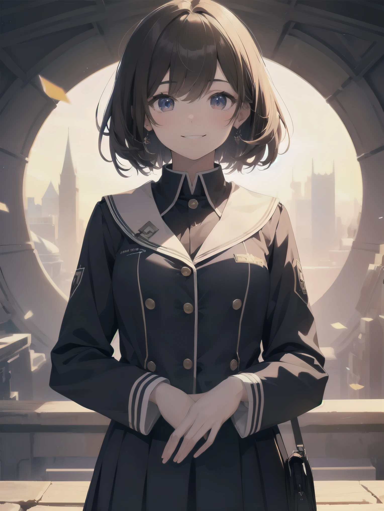 Enhanced dynamic perspective,cute cute beautiful girl,JK uniform,look at me and smile,simple background,works of masters,high quality,4K resolution,super fine,detailed pubic hair,Accurate,cinematic lighting,