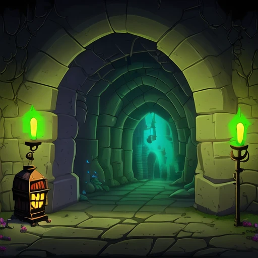 dungeon background,arch,cave,lantern,brick,glowing