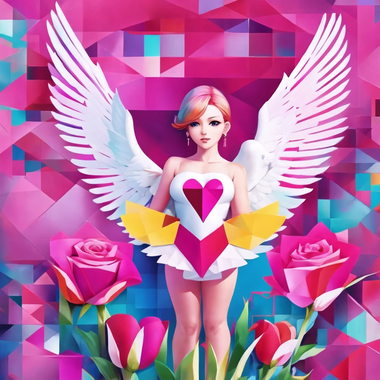 (masterpiece, best quality:1.2), geometric art, glitch, love, Valentine