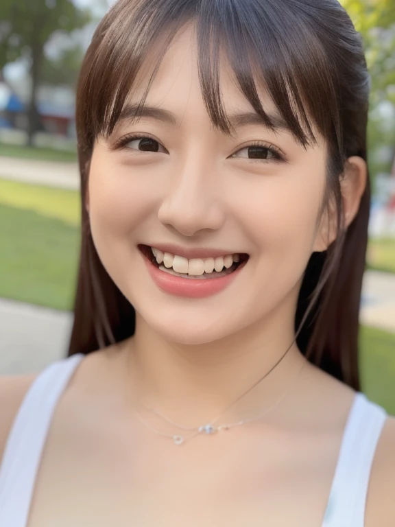 (realistic、masterpiece、Best Quality、8K、highres、high resolution:1.3)、1 girl、Gigantic breasts、Smile、white bikini、looking at viewers、super fine face and eyes、long hair、 upper body、