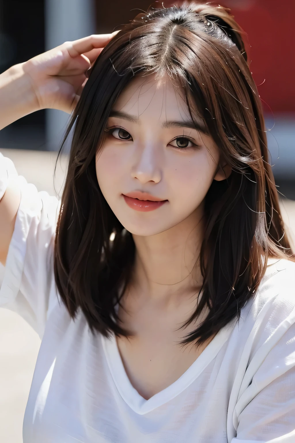 1 chica idol koreana muy parecida ala mas guapa de las idols, haciendo una carita tierna