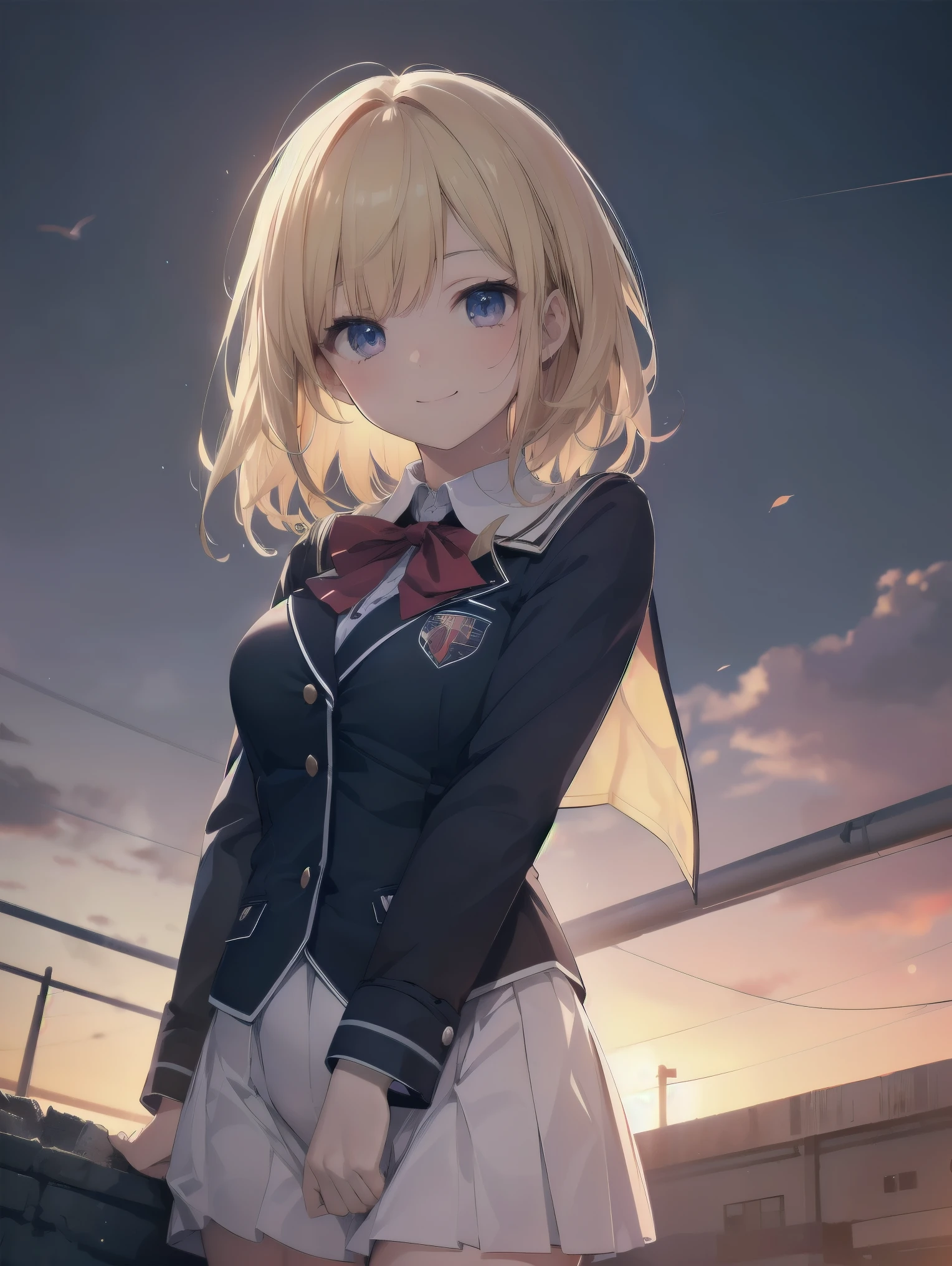 Enhanced dynamic perspective，cute cute beautiful girl，JK uniform，look at me and smile，simple background，works of masters，high quality，4K resolution，super fine，detailed pubic hair，Accurate，cinematic lighting，